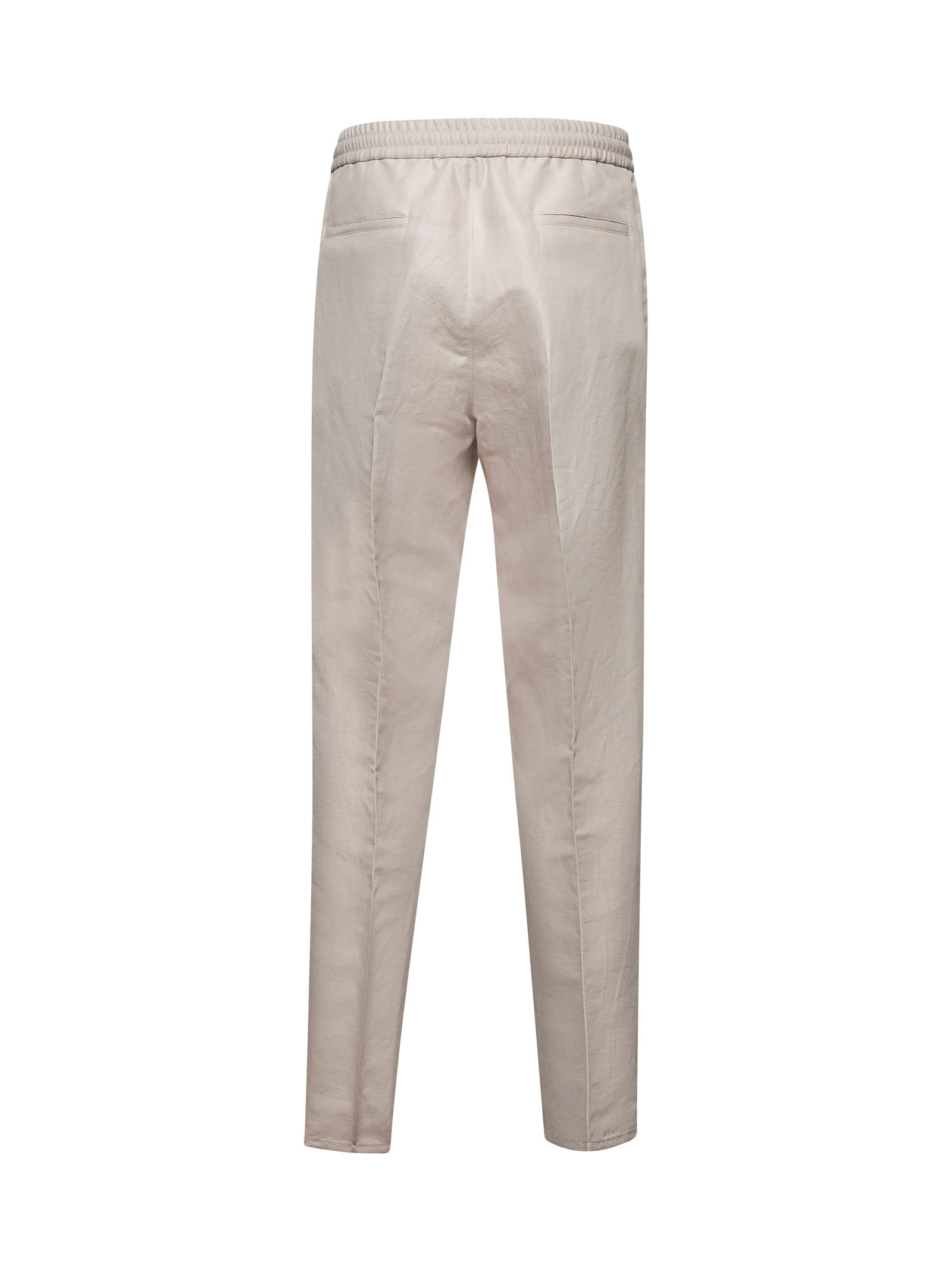 Beige linen and cotton leisure fit trousers - 2