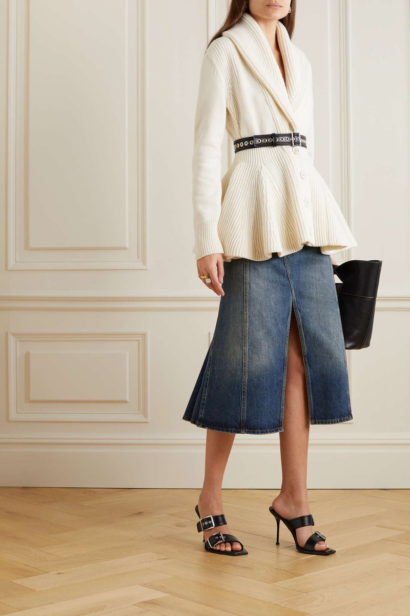 Alexander McQueen Ribbed wool peplum cardigan outlook