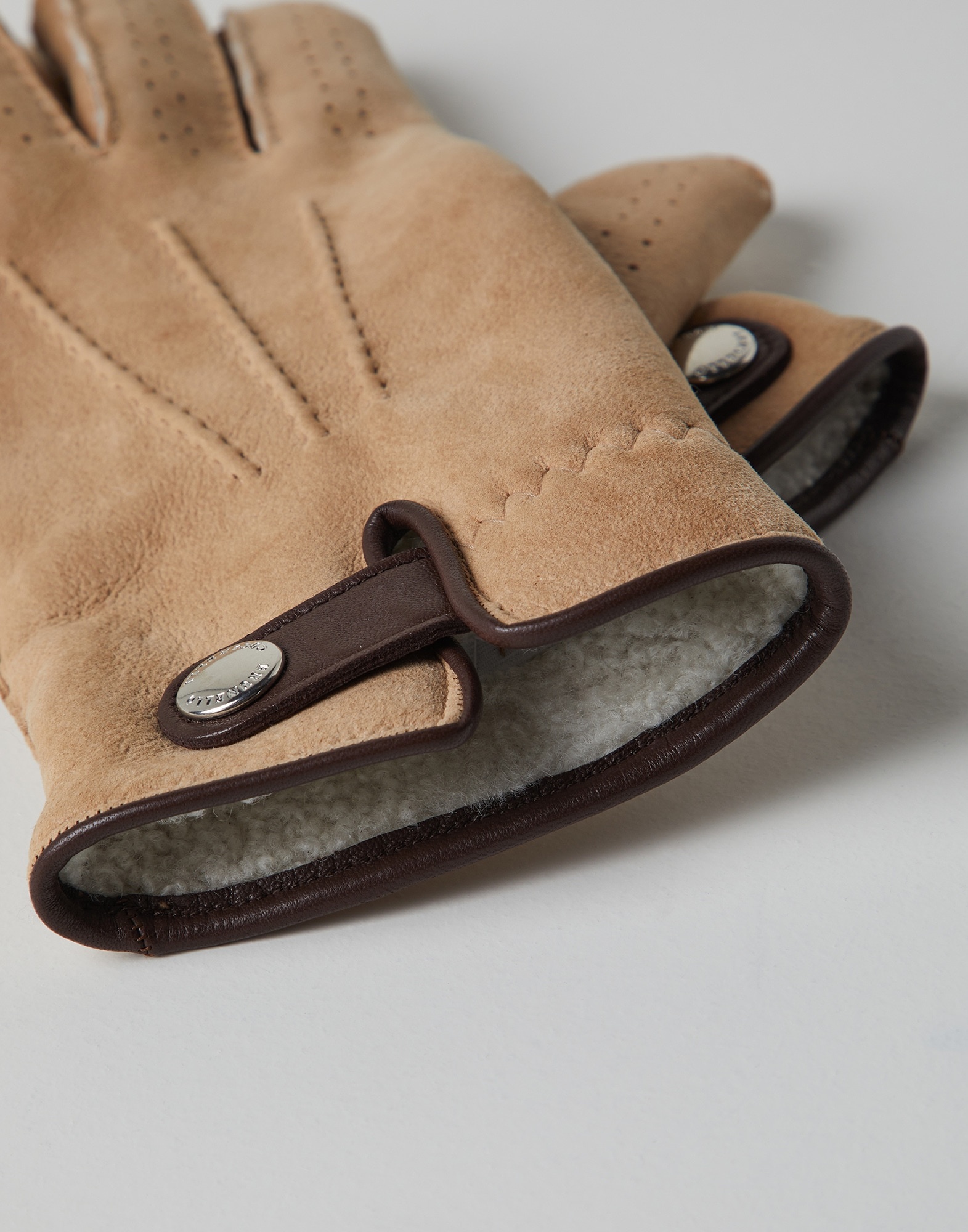 Suede shearling gloves - 2