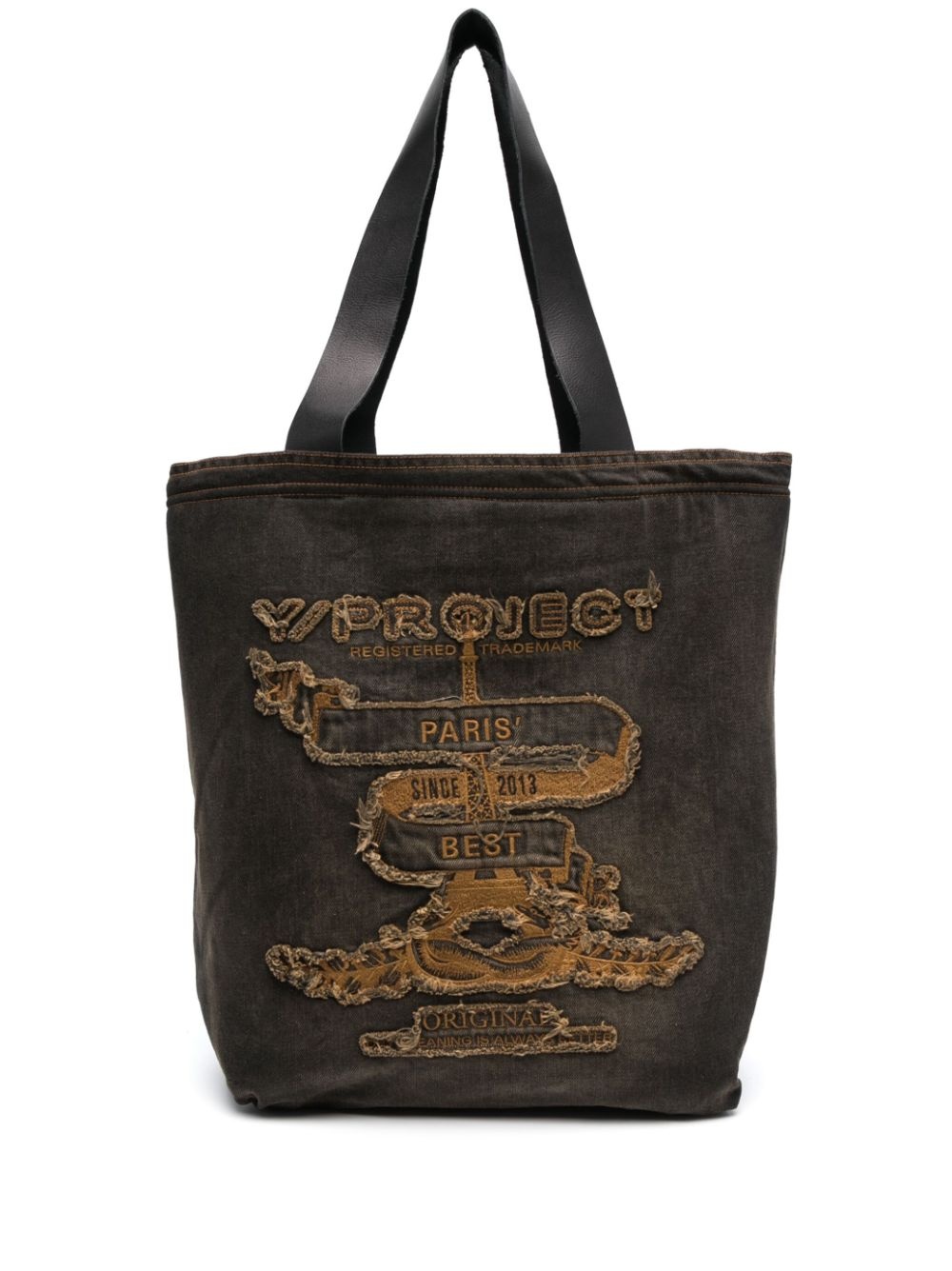 Paris' Best logo-embroidered denim tote bag - 1