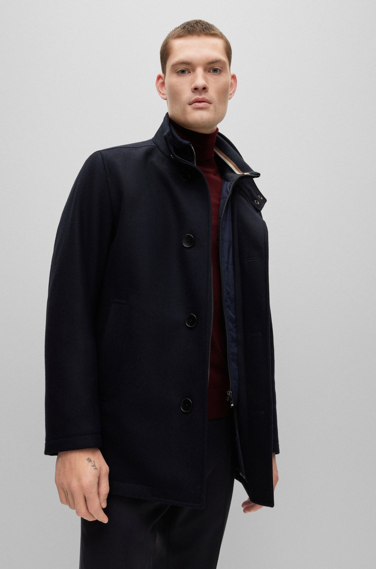 REGULAR-FIT COAT IN A MELANGE WOOL BLEND - 7