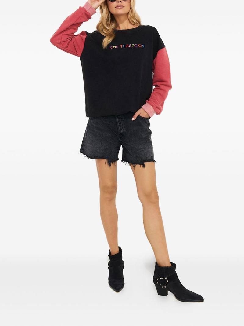 ONE TEASPOON contrast-sleeve printed sweatshirt outlook
