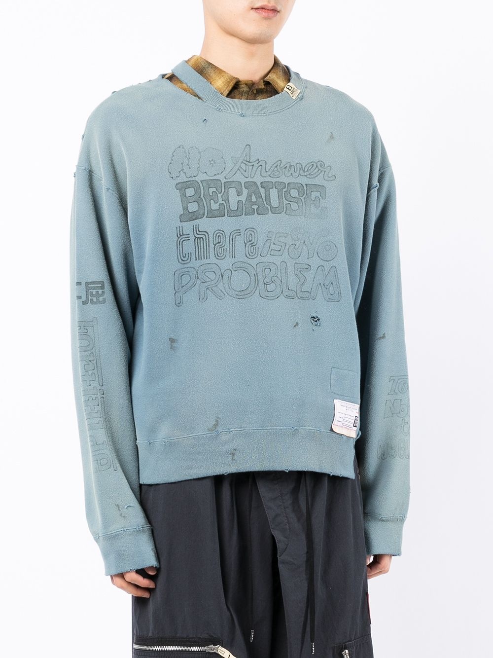 distressed-detail sweatshirt - 3