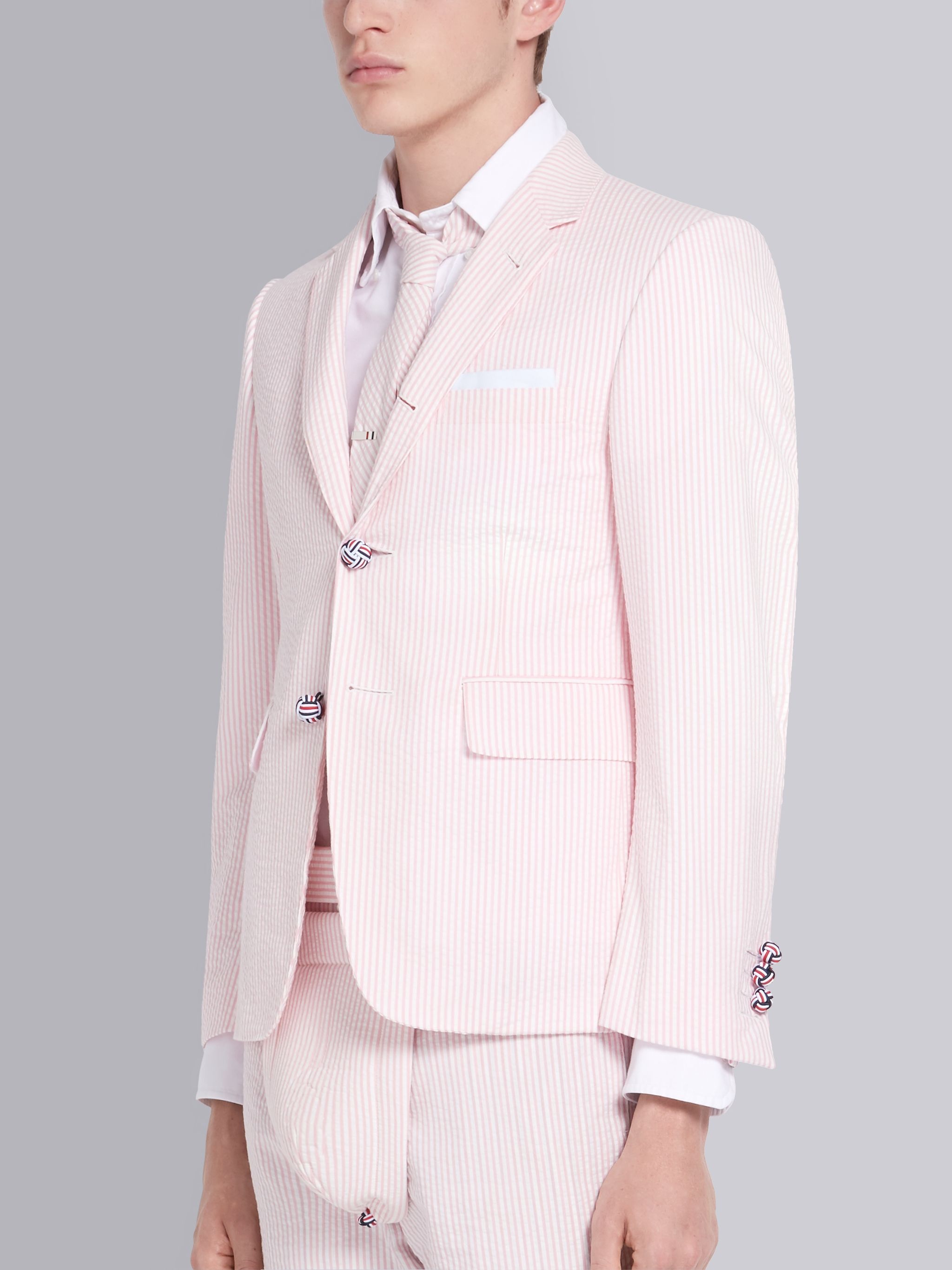 Pink Seersucker Stripe Classic Sport Coat - 2