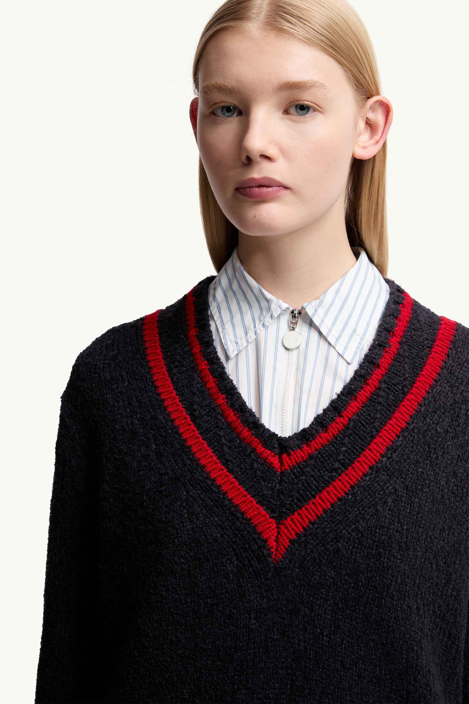 Padded V-Neck Cotton & Wool Blend Sweater - 6