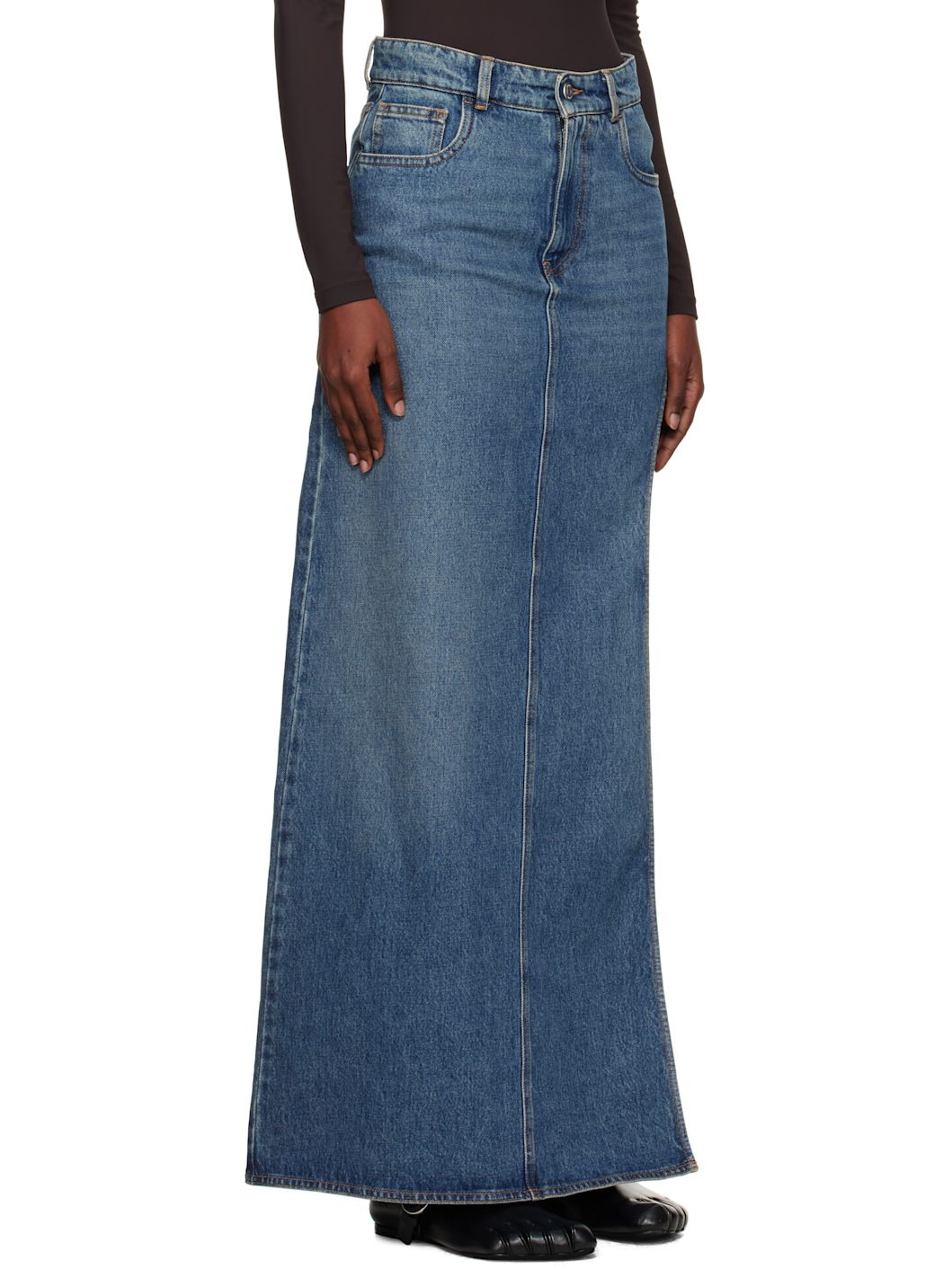 Blue Garter Belt Denim Maxi Skirt - 2