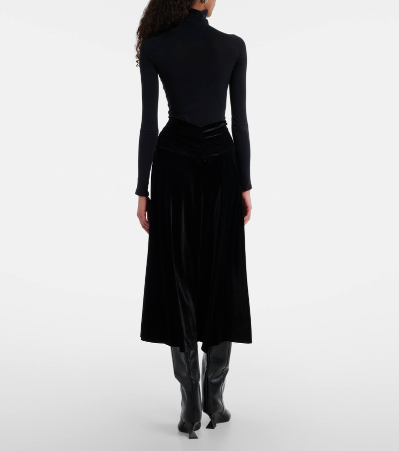 Flared pleated velvet midi skirt 3