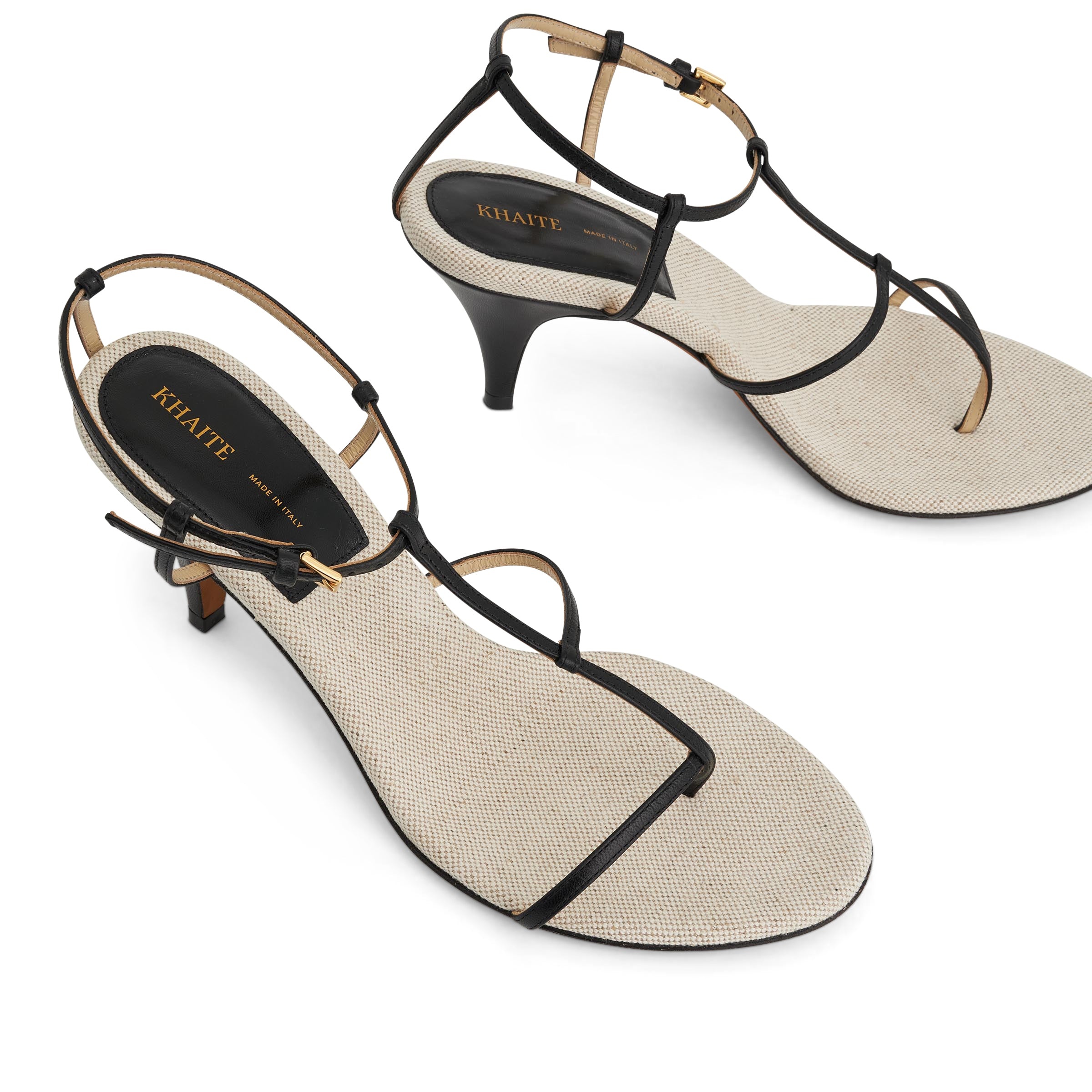 Jones T-Strap Heel Sandals in Black/Natural - 4