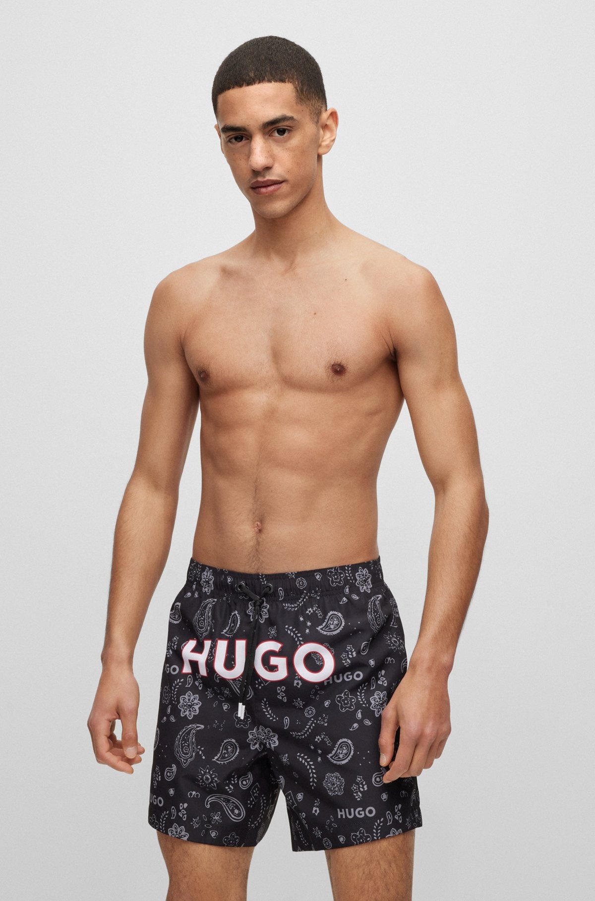 SWIM SHORTS WITH LOGO AND PAISLEY PRINT - 2