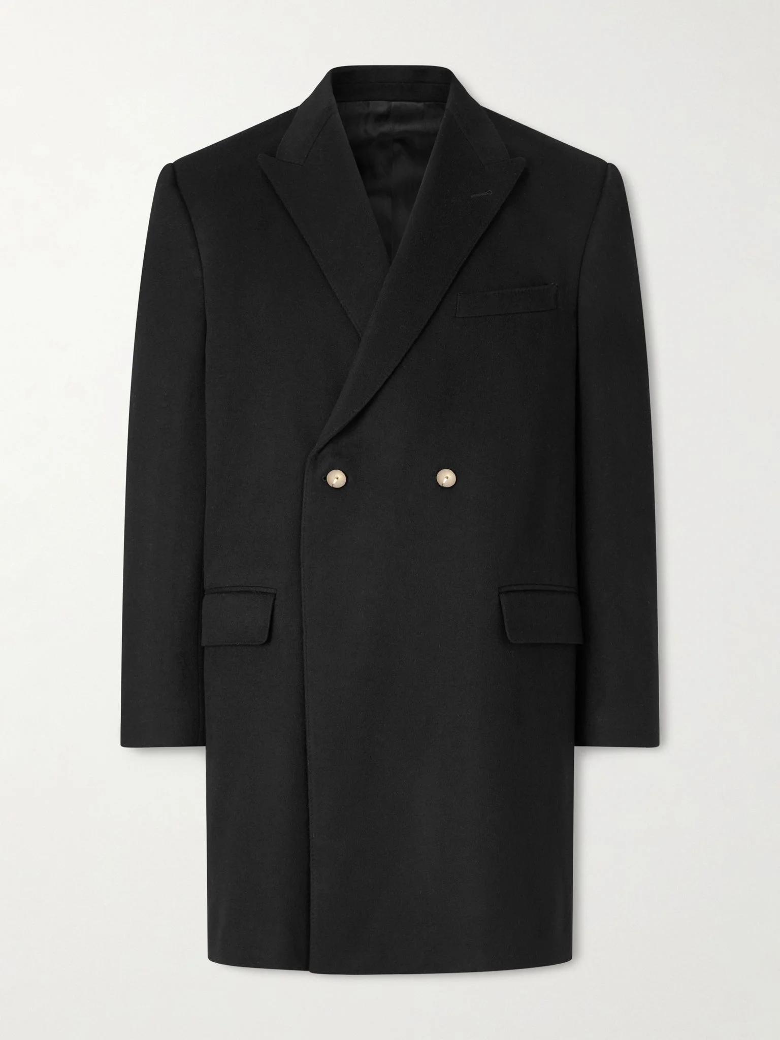Double-Breasted Wool Coat Black - 1