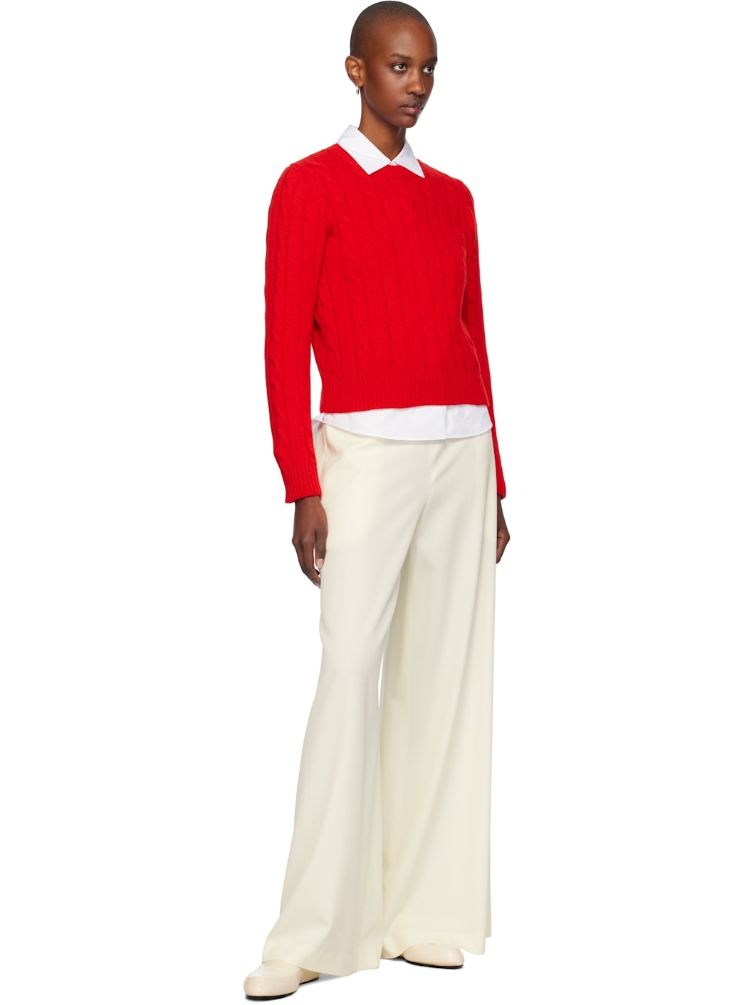 Red Carrow Cable Crewneck Sweater - 4