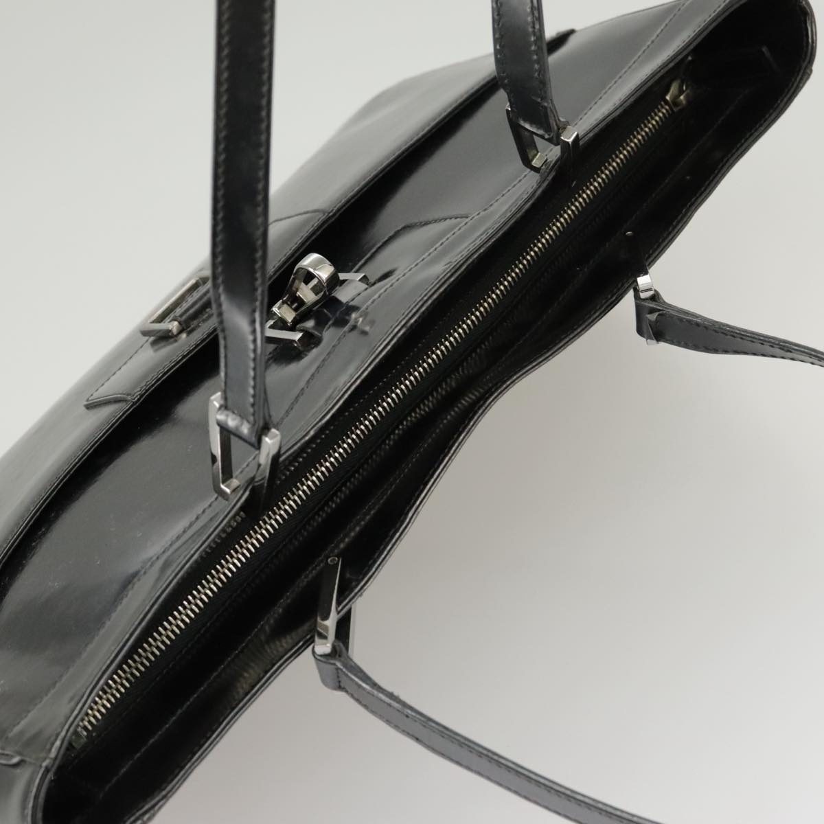 GUCCI Tote Bag Patent Leather Black Silver 002 002 - 9