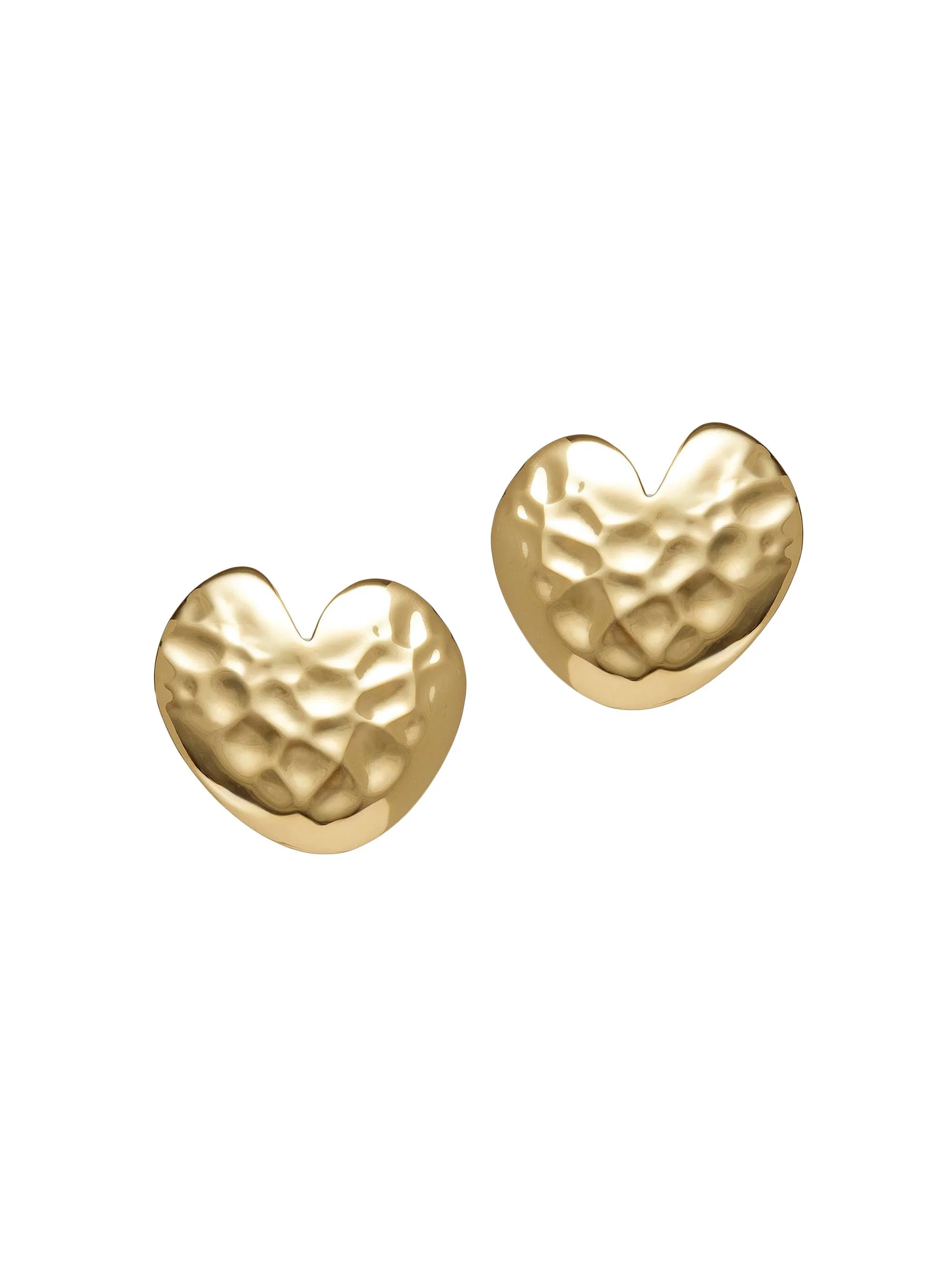 Women's Hammered Heart 14K-Gold-Plated Stud Earrings - Gold - 1