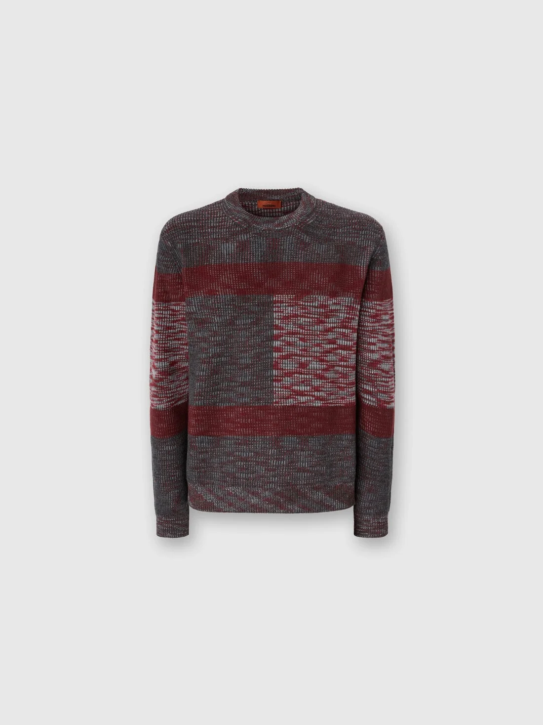 Crew neck sweater with check pattern - 1