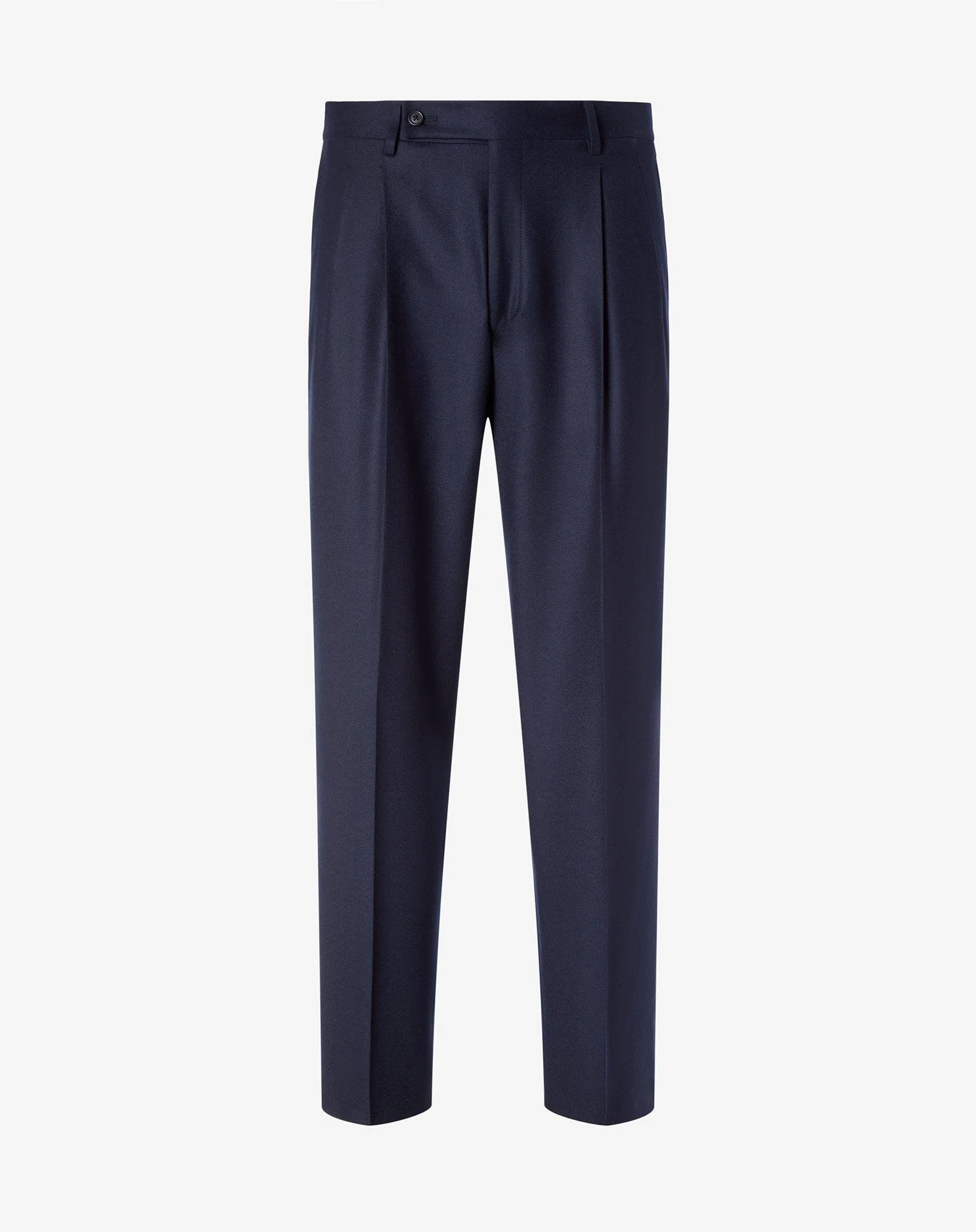 Navy blue stretch wool and cashmere trousers - 1