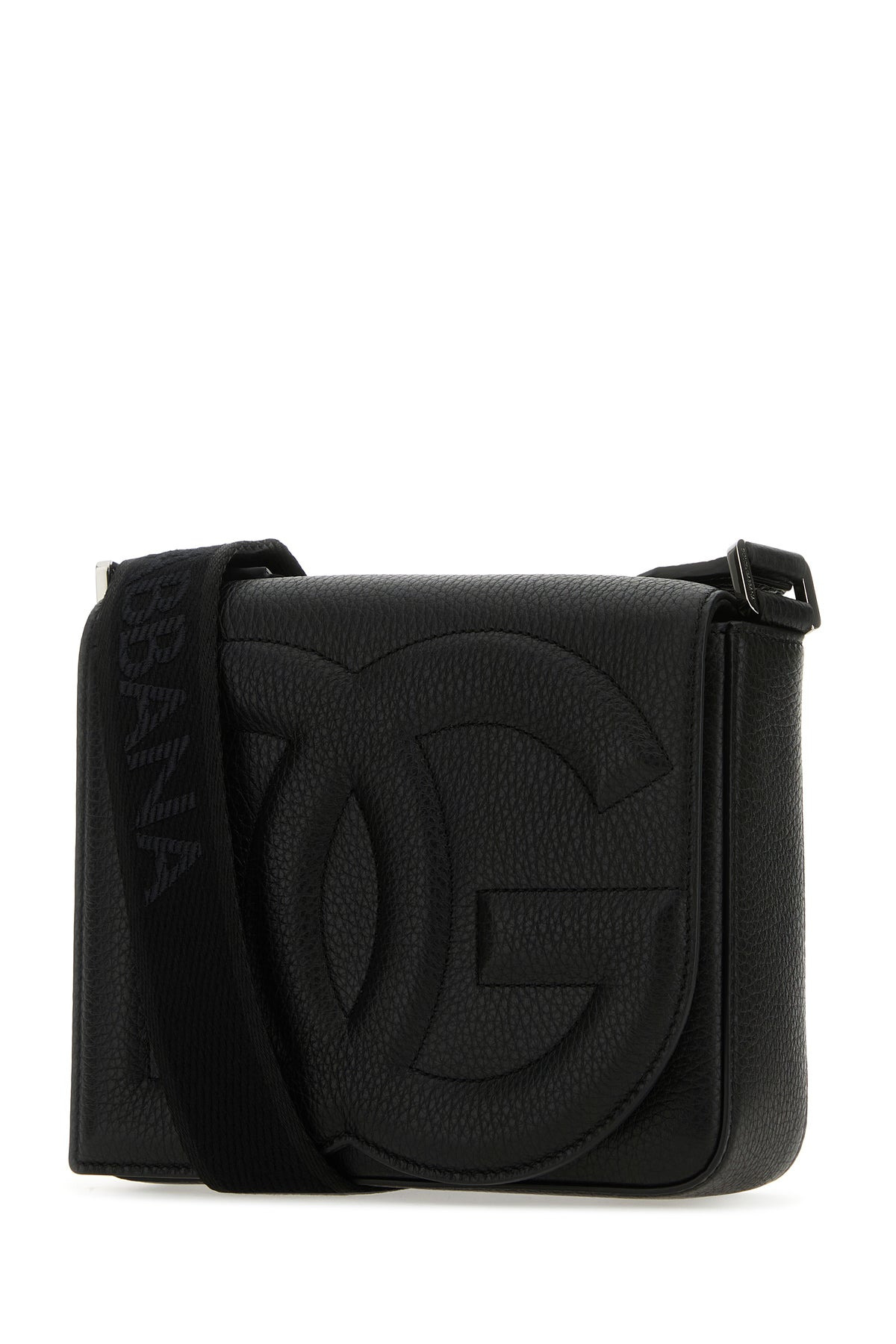 Black leather medium DG Logo Bag crossbody bag - 2