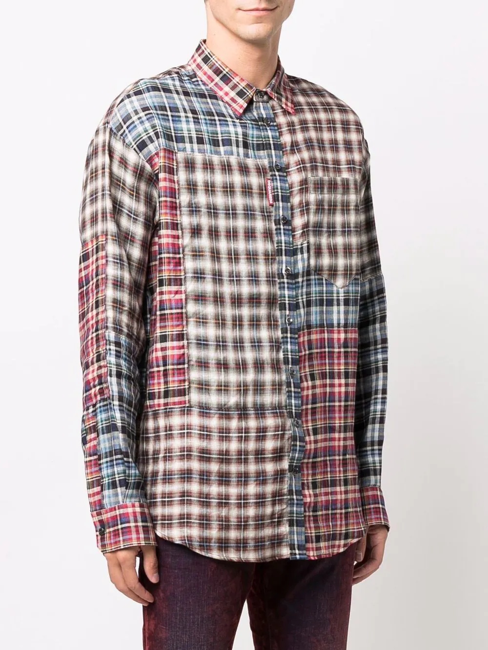 panelled plaid shirt - 3