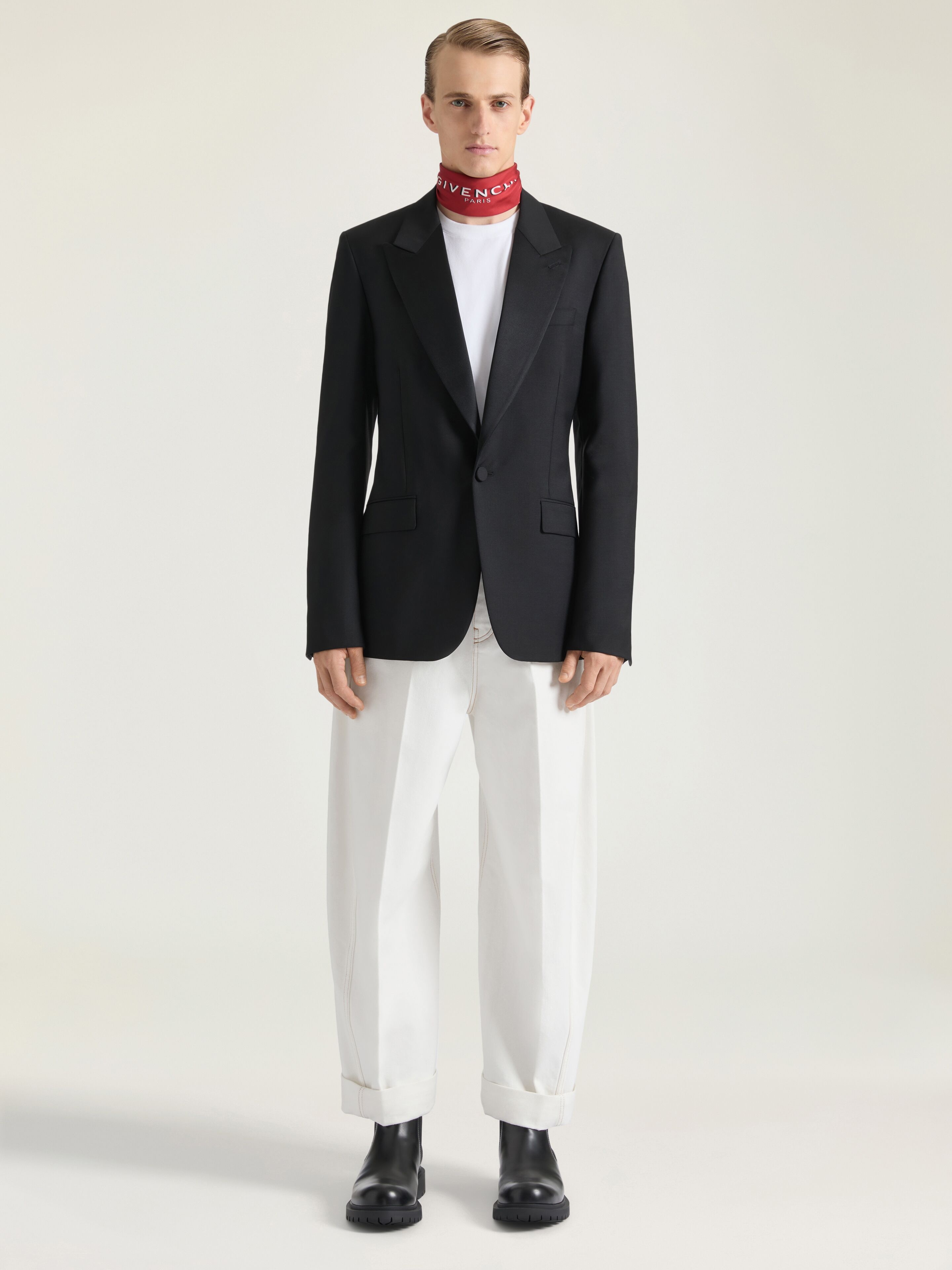 FITTED SUIT-JACKET IN WOOL MOHAIR WITH SATIN COLLAR - 2