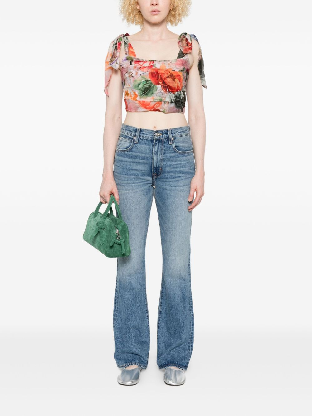 floral-print tie-details blouse - 2