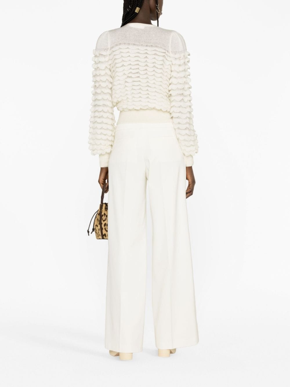 embossed-buttons palazzo pants - 4