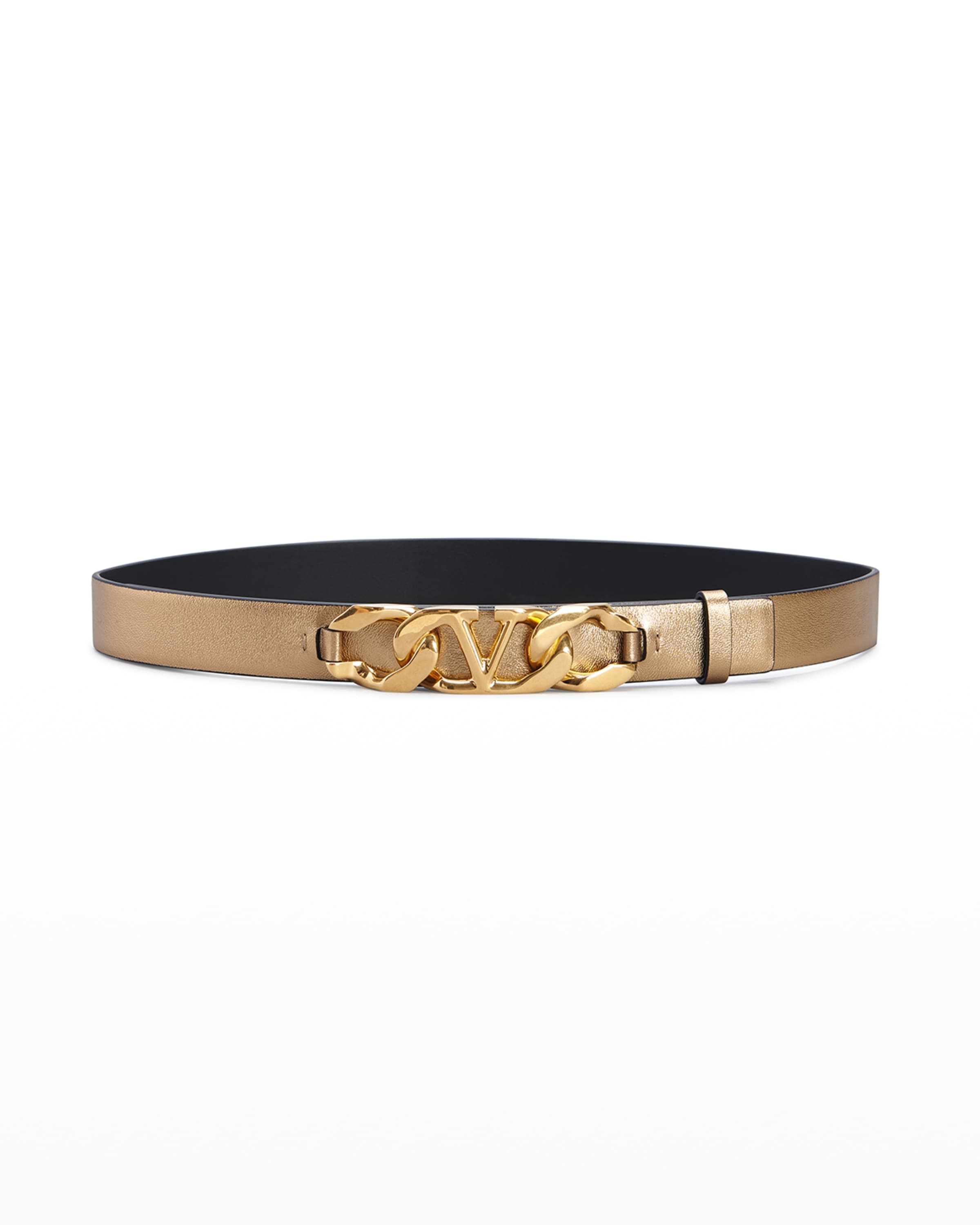 VLogo Chain leather belt