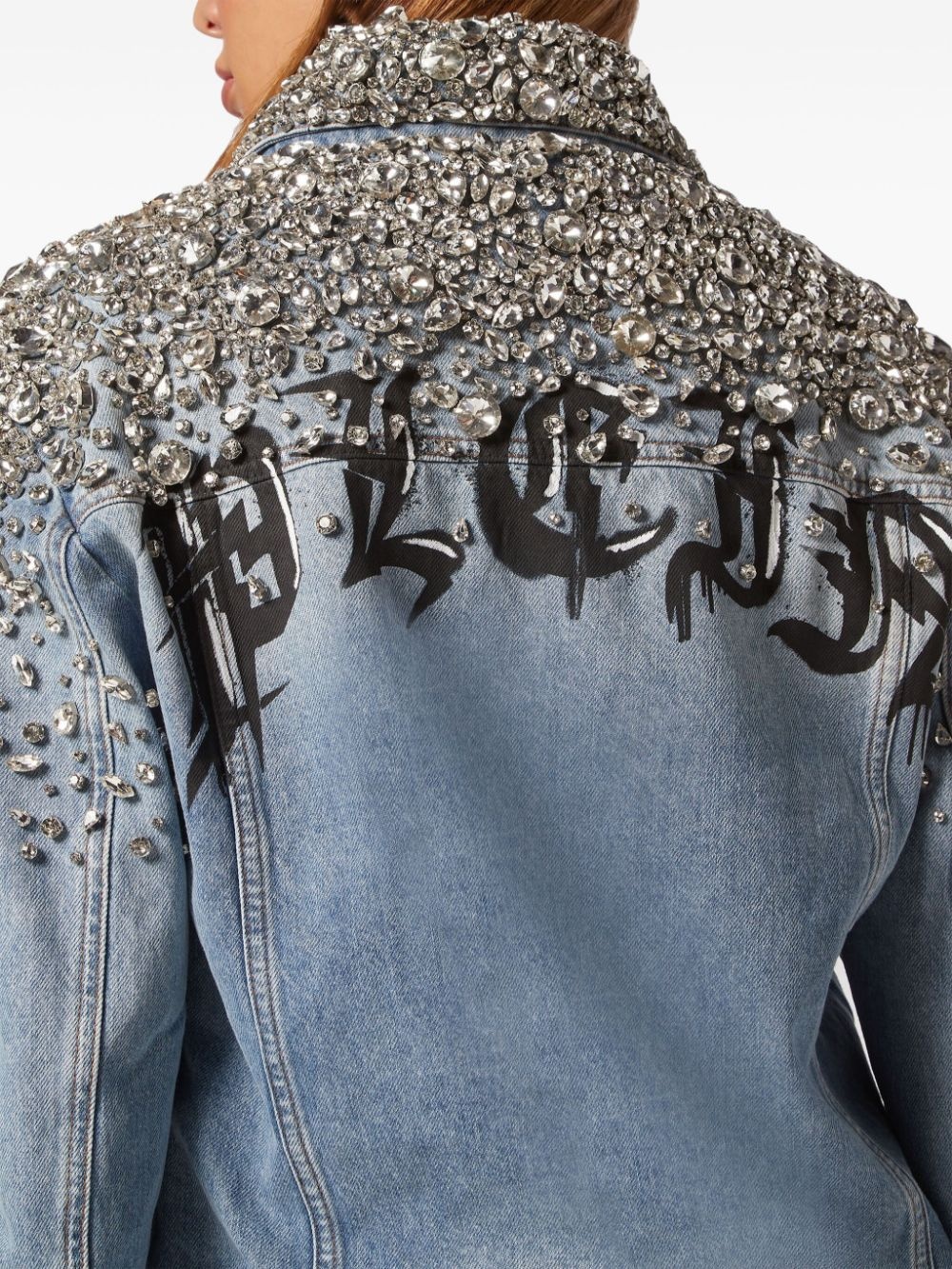 crystal-embellished denim jacket - 5