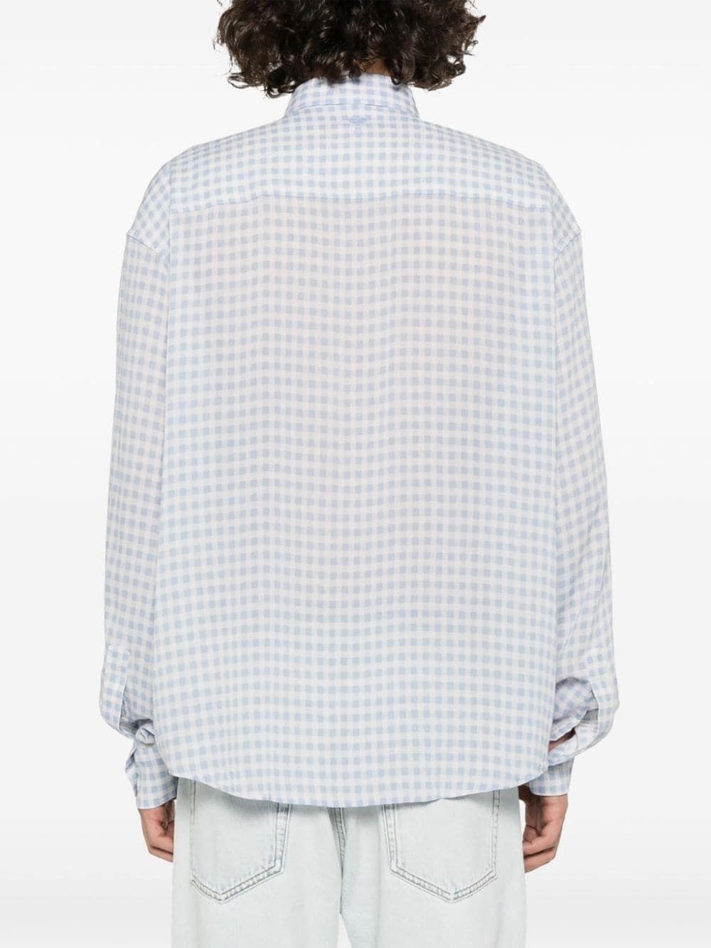 gingham-check crepe shirt - 10