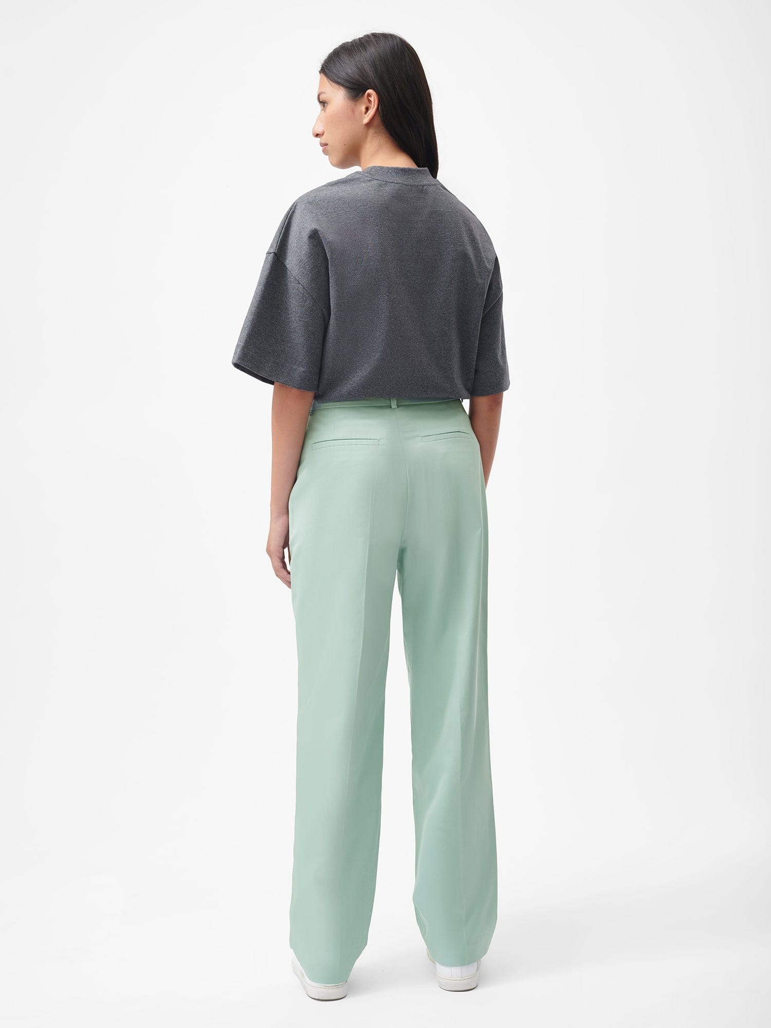 Women's Organic Cotton Tailored Trousers - Eucalyptus Blue - 3