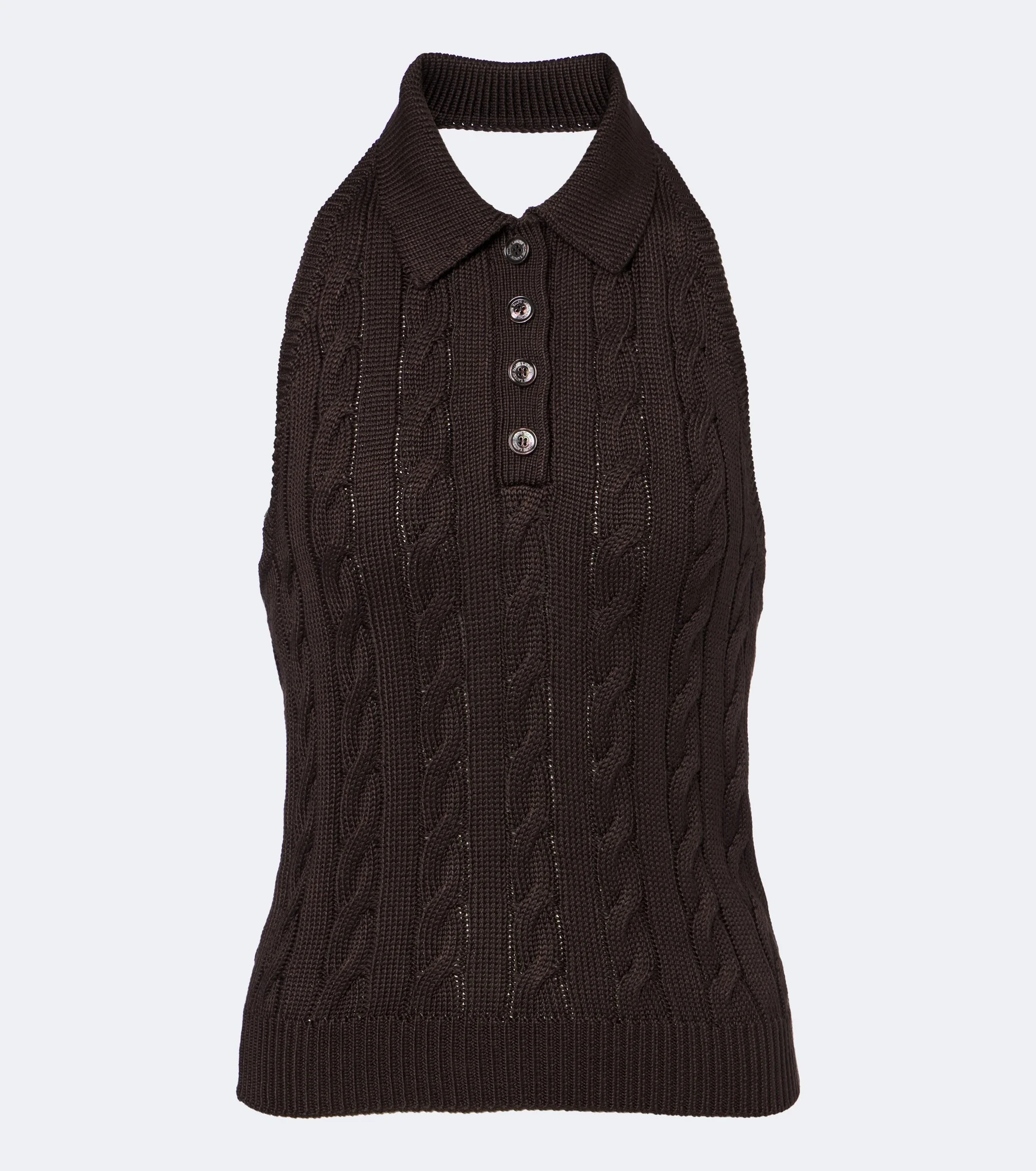Cable-knit silk halterneck top - 1