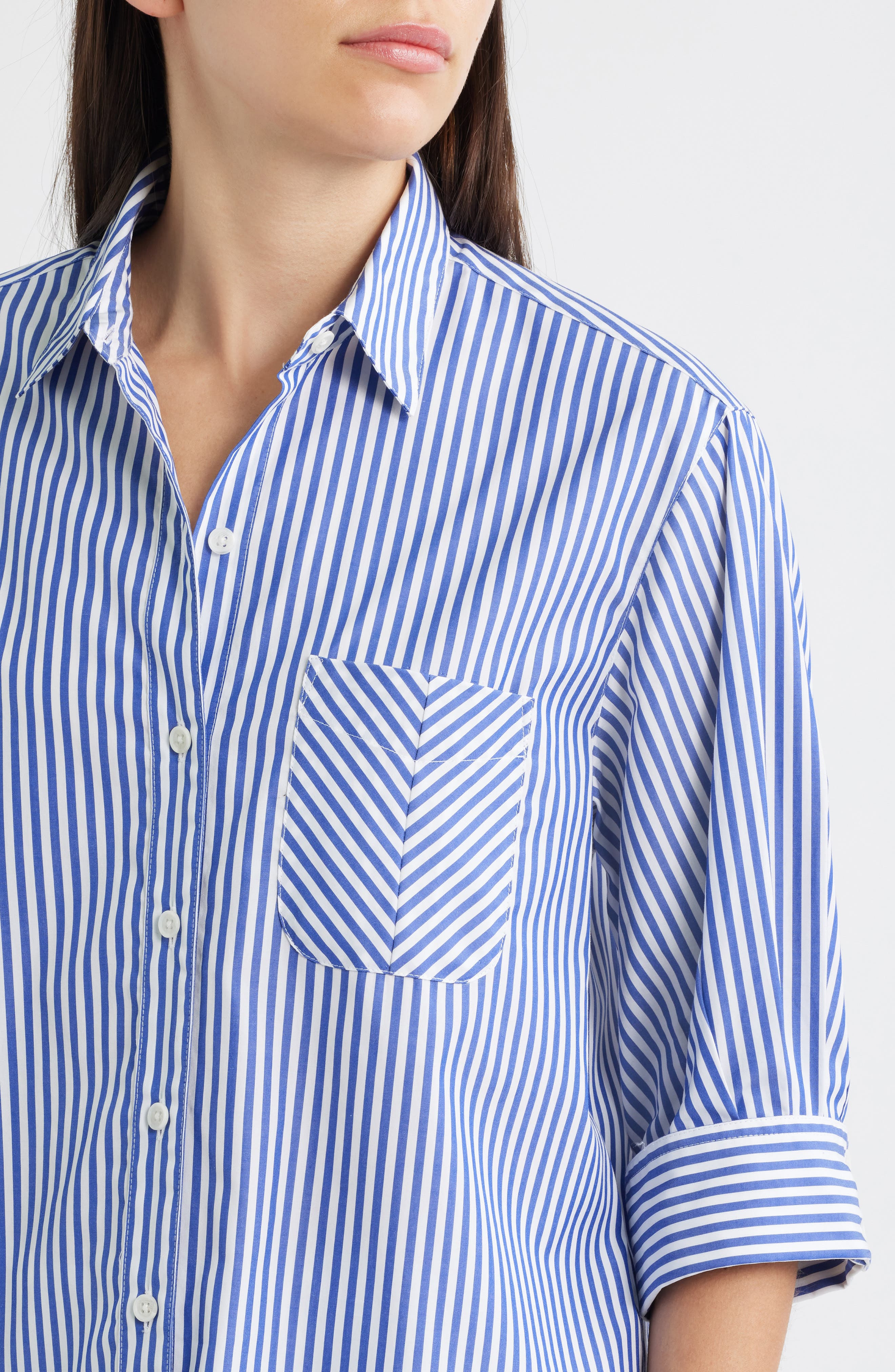 rag & bone Lucia Stripe Poplin Button-Up Shirt in Navy Stripe at Nordstrom - 4