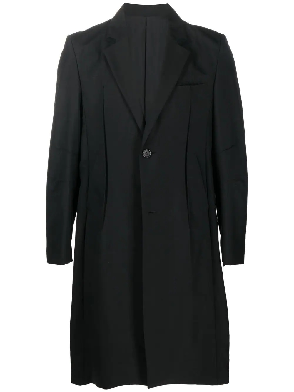 pleated single-breasted coat - 1