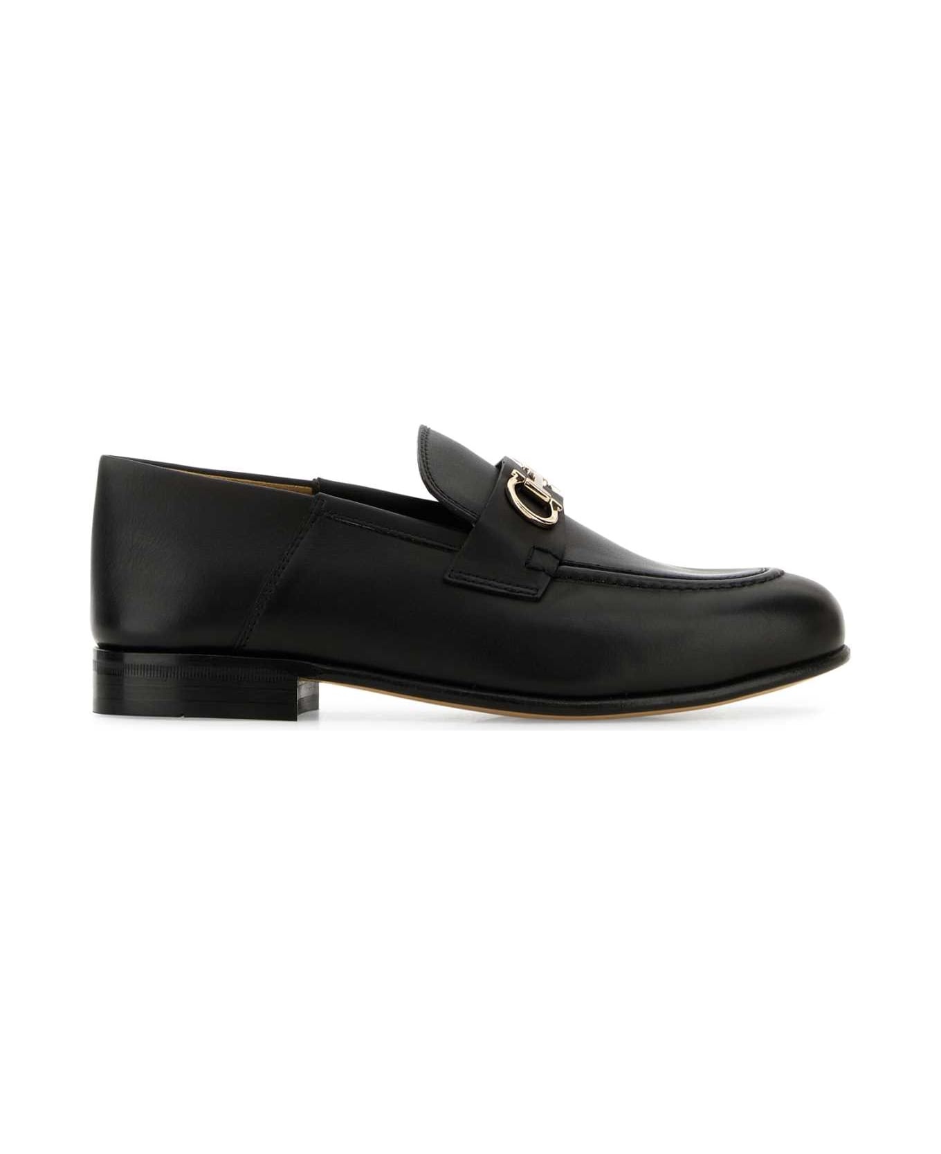Black Leather Ottone Loafers - 1
