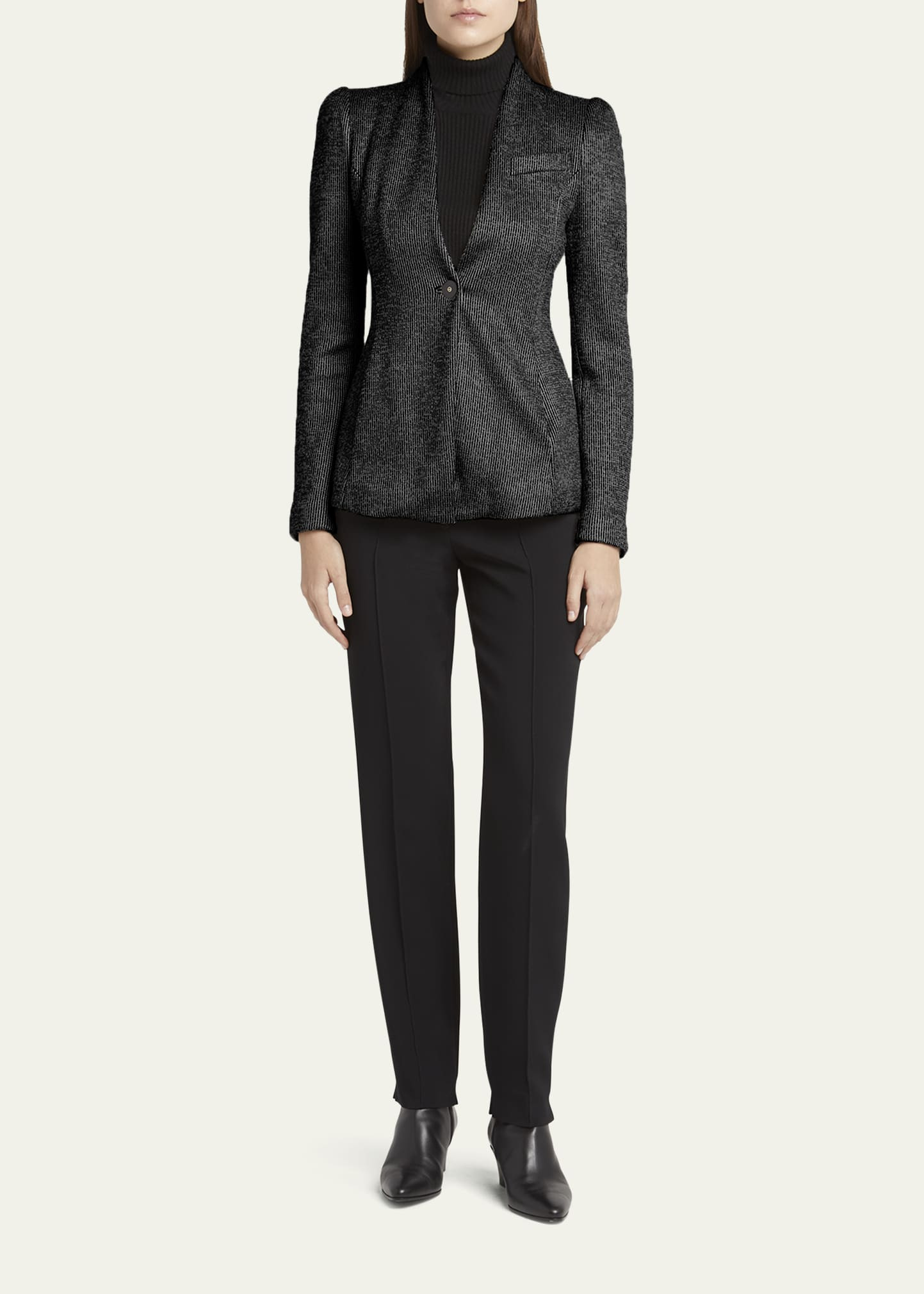Textured Jersey Jacquard Single-Breasted Blazer - 2