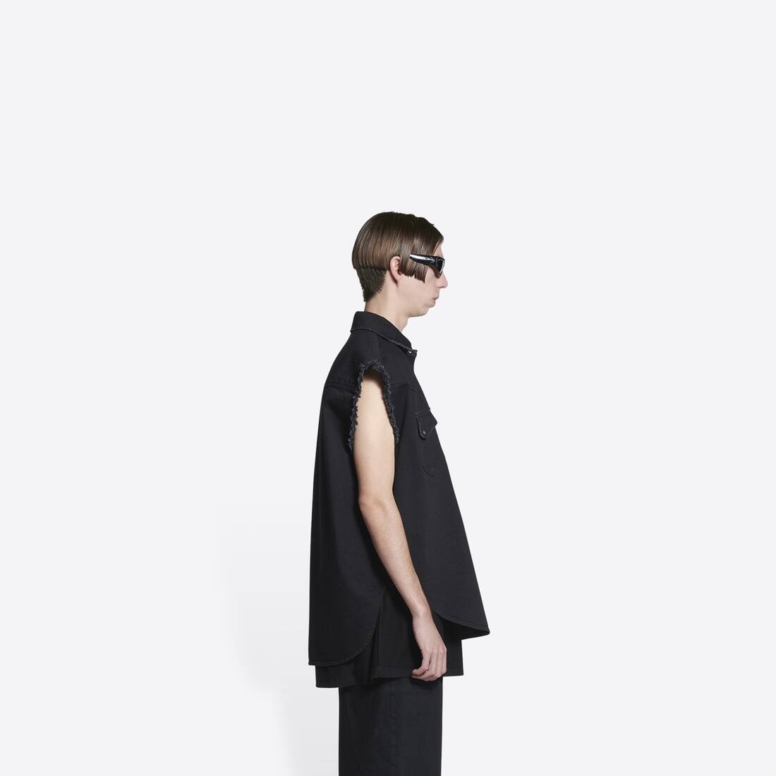 Men's Raw Cut Shirt in Black - 2
