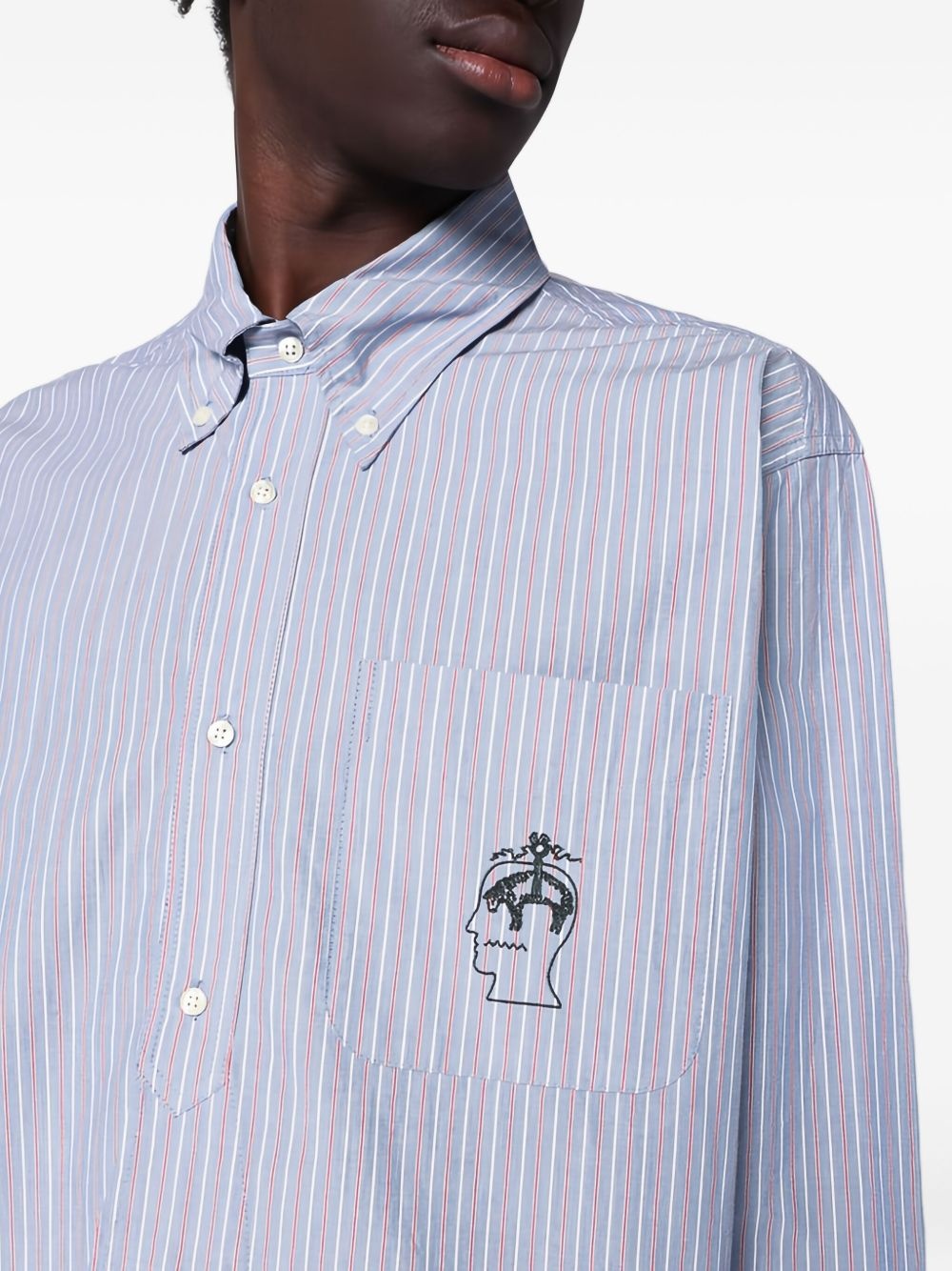 striped embroidered shirt - 4