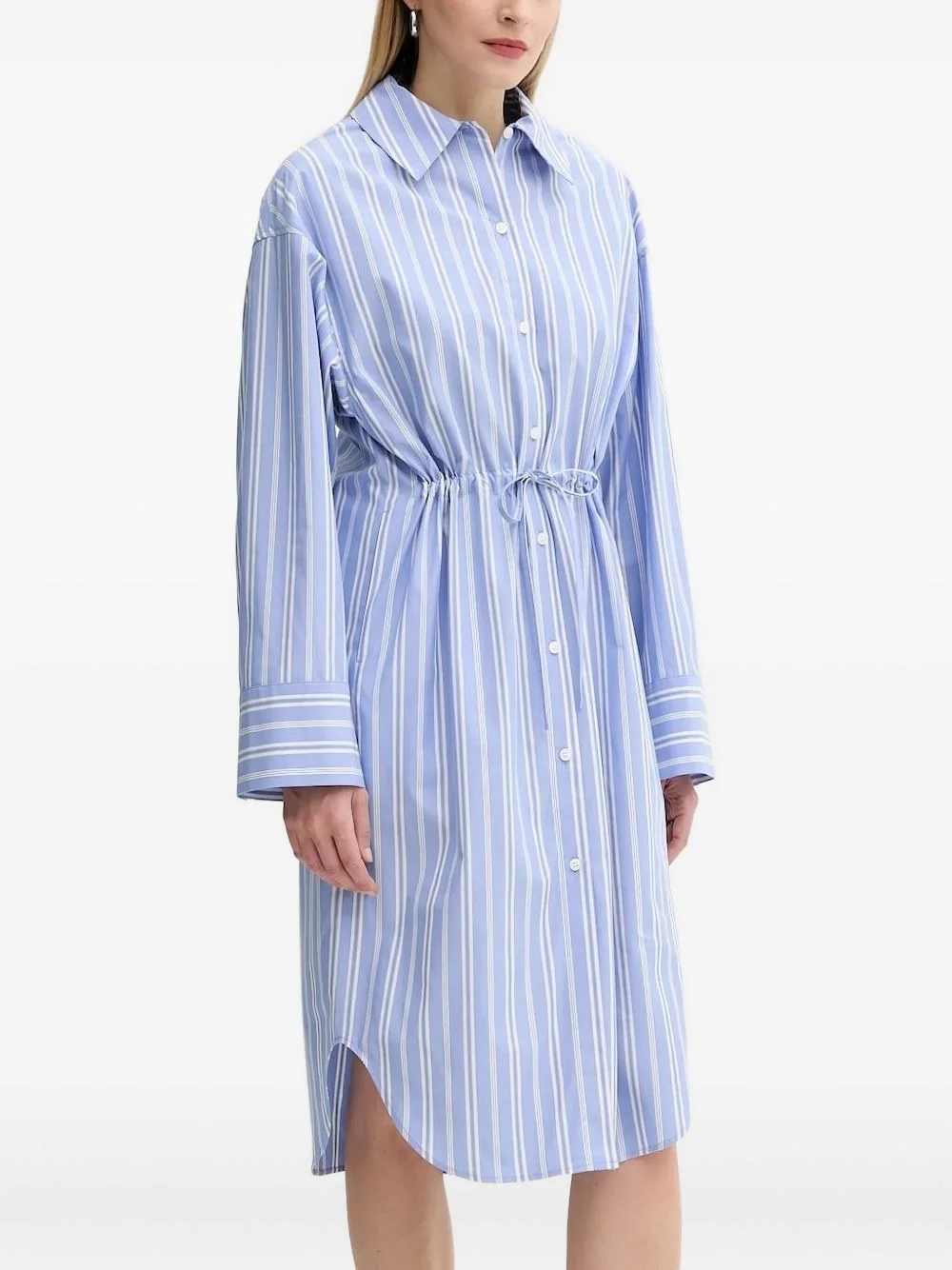 Sacatan striped drawstring shirt dress - 1