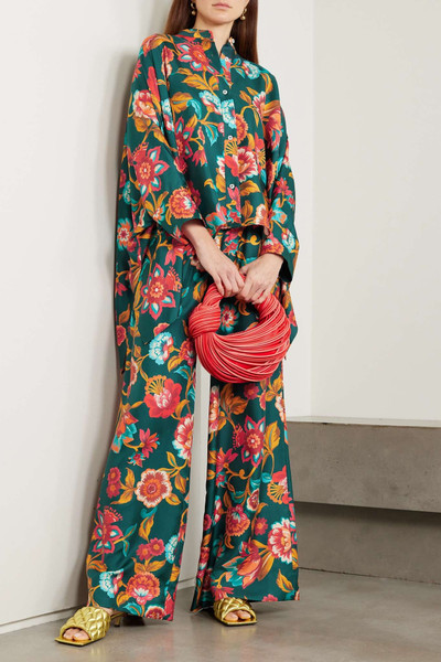 La DoubleJ Foulard asymmetric floral-print silk-twill shirt outlook
