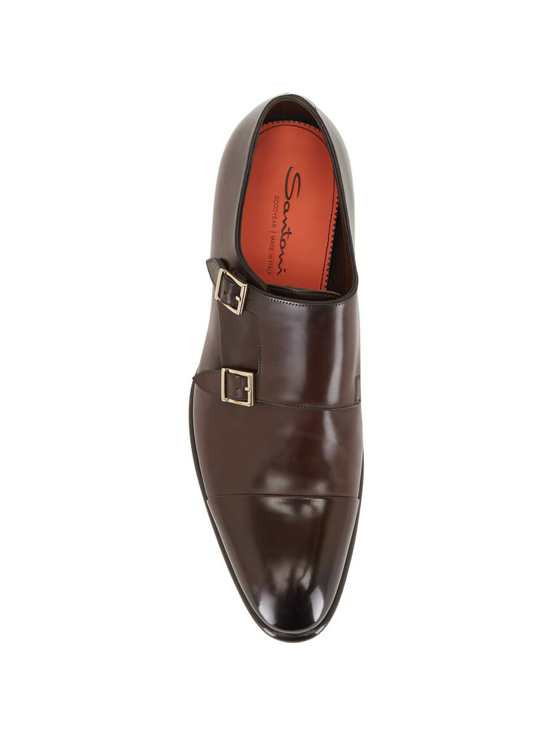 Santoni double-buckle monk shoes outlook
