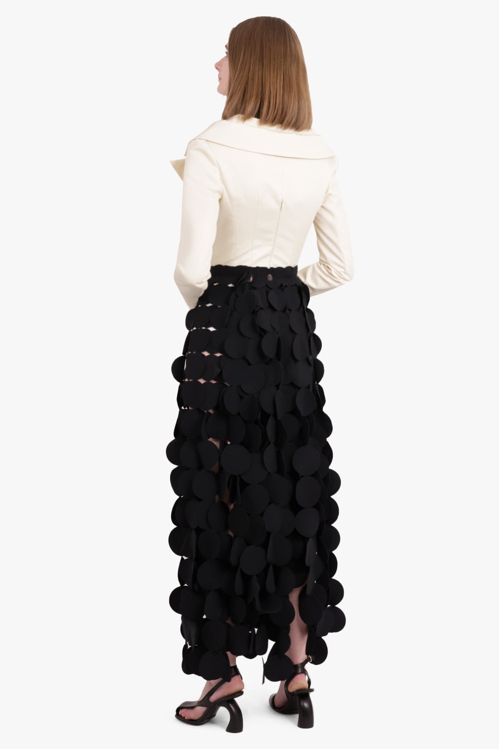 MULTI CIRCLE LAYERED MAXI SKIRT | BLACK - 4