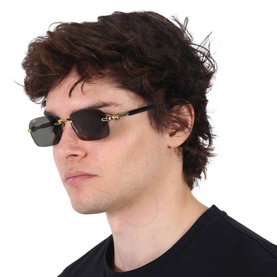 Gucci Grey Rectangular Men's Sunglasses GG1221S 001 56 - 2