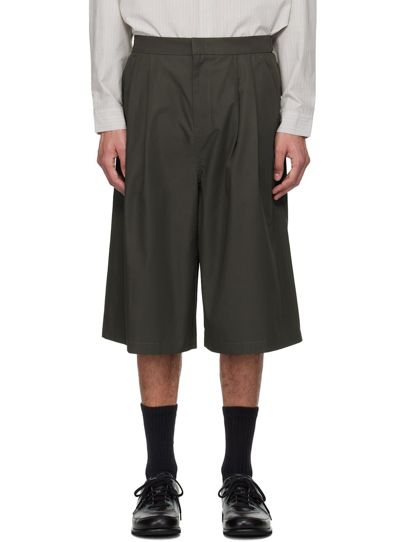 Brown Two Tuck Wide Shorts 1