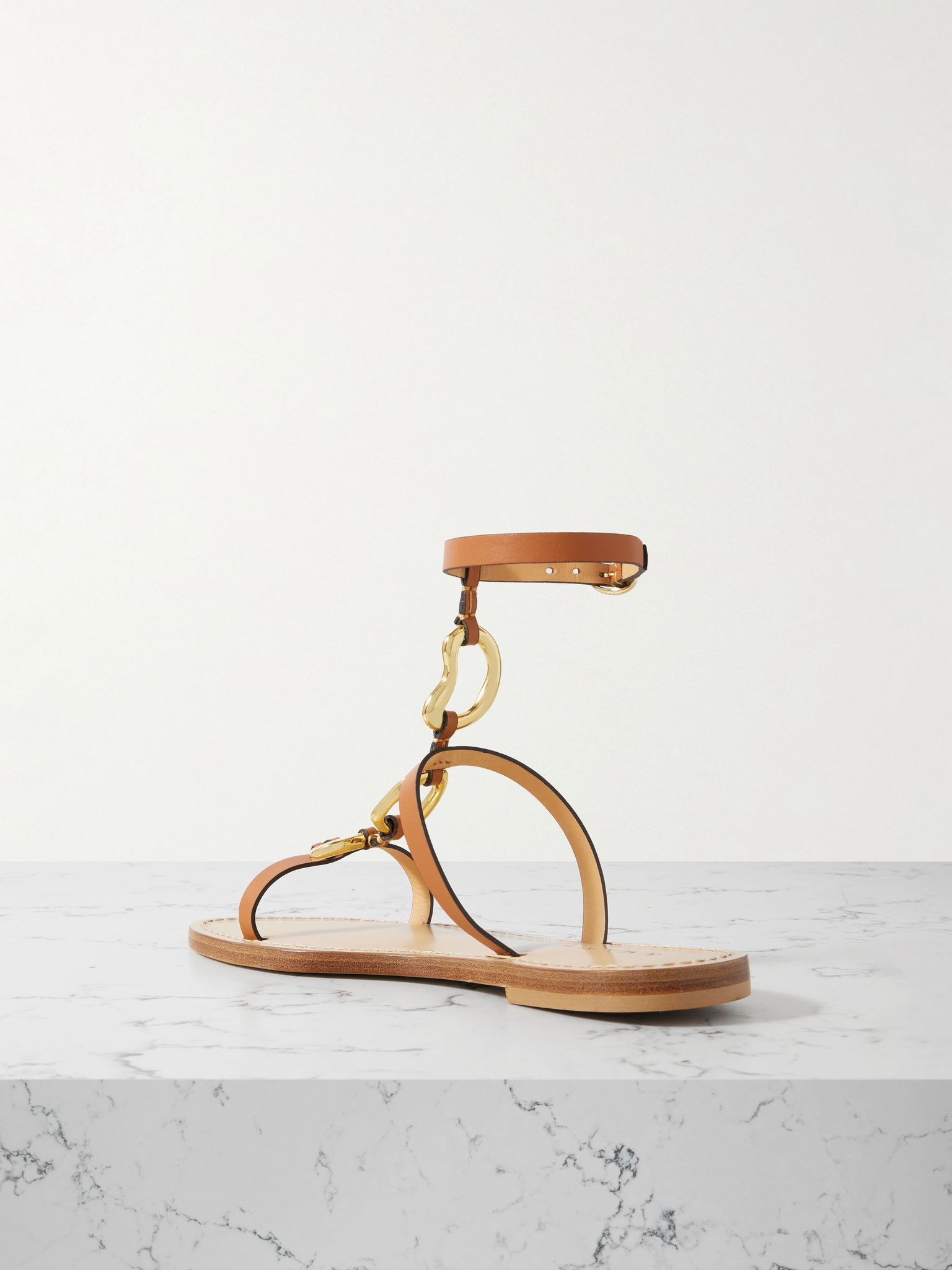 The Bazaruto embellished leather sandals Tan - 3