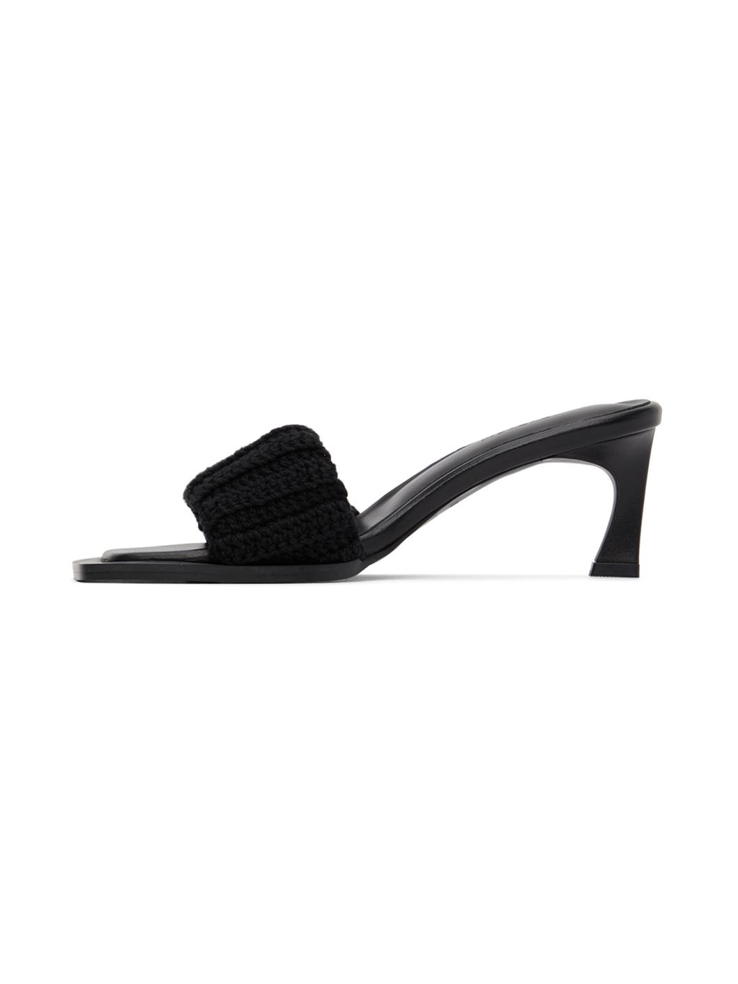 Black Crochet Heeled Sandals - 3