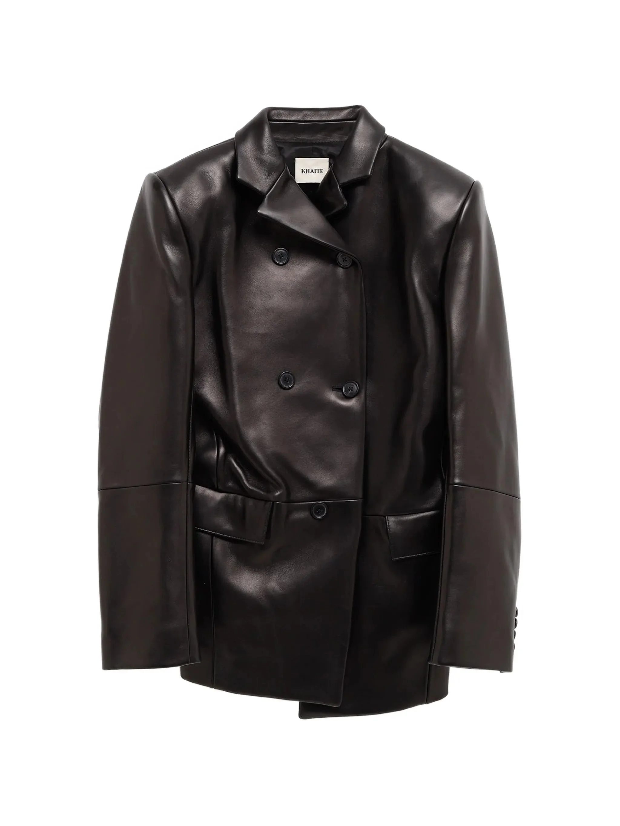 Khaite Double-breasted Leather Blazer - 1