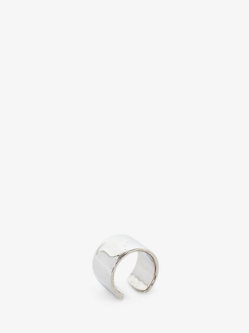 Alexander McQueen Metal Ear Cuff in Antique Silver outlook