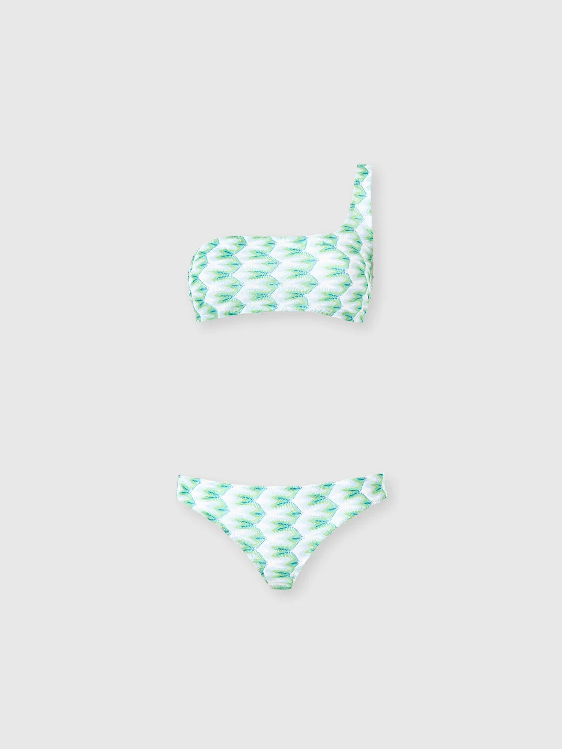 One-shoulder bikini in floral-pattern viscose - 1