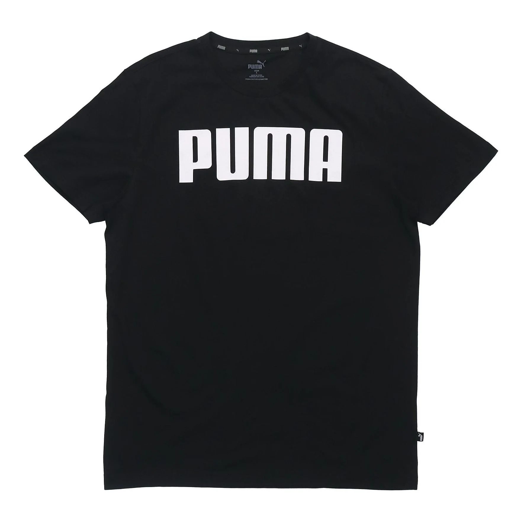 PUMA Alphabet Logo Printing Round Neck Short Sleeve Black 855151-01 - 1