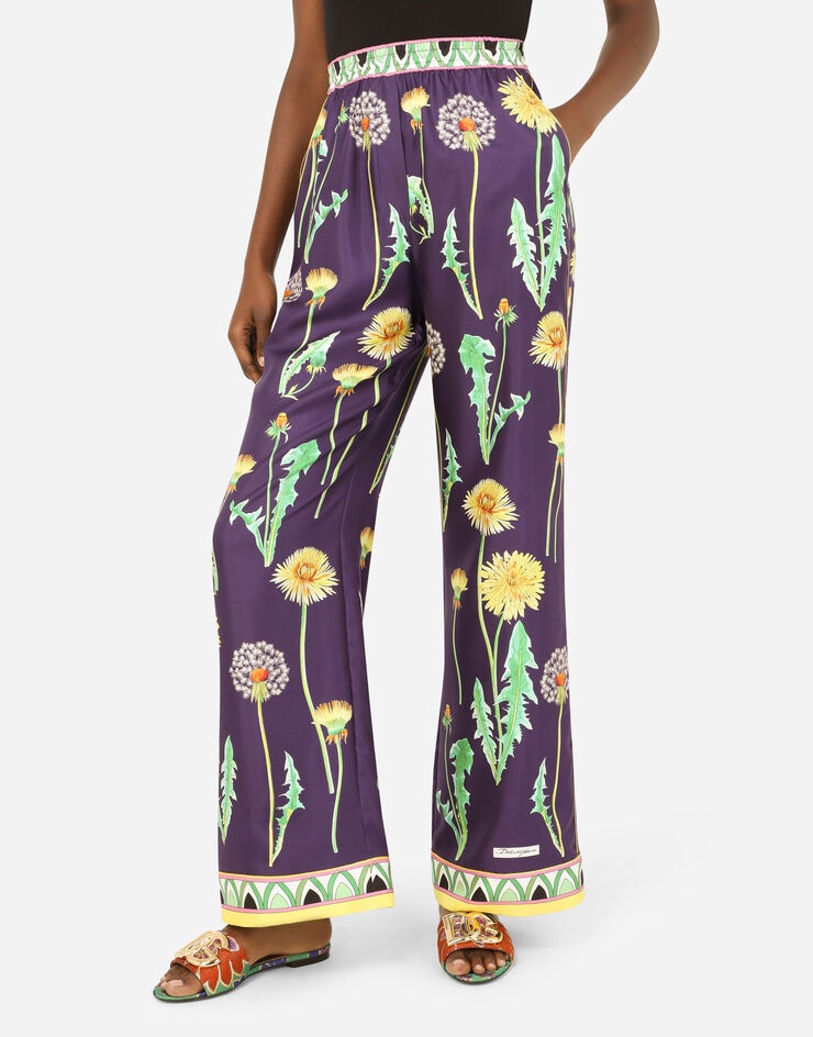 Floral-print twill pajama pants - 4