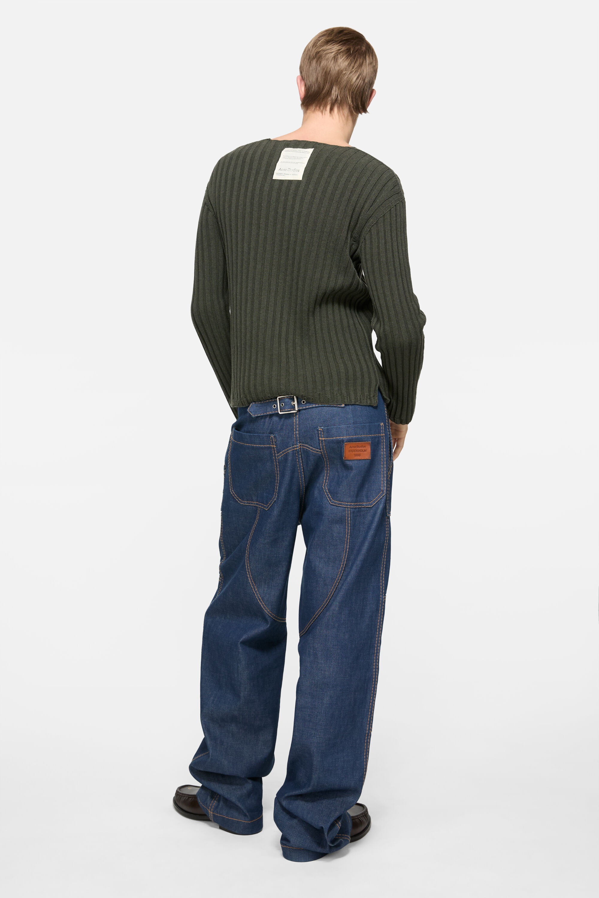 Ribbed crewneck knit - Vintage green - 3