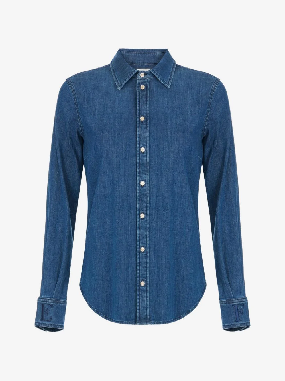 denim blouse with embroidered logo - 1